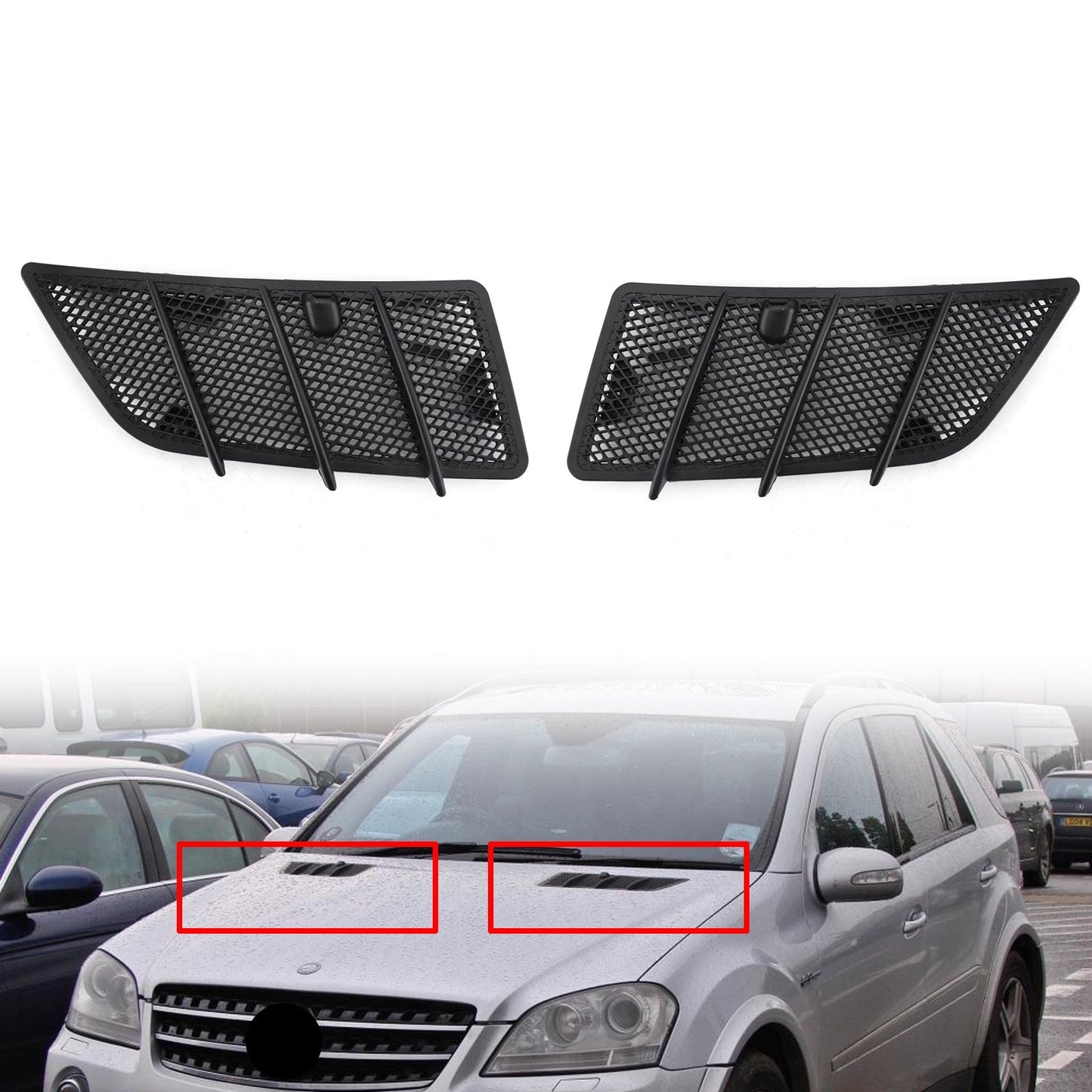 Hood Air Vent Grille Cover Set L+R For Benz W164 Ml Gl Class 2008-11#1648804305