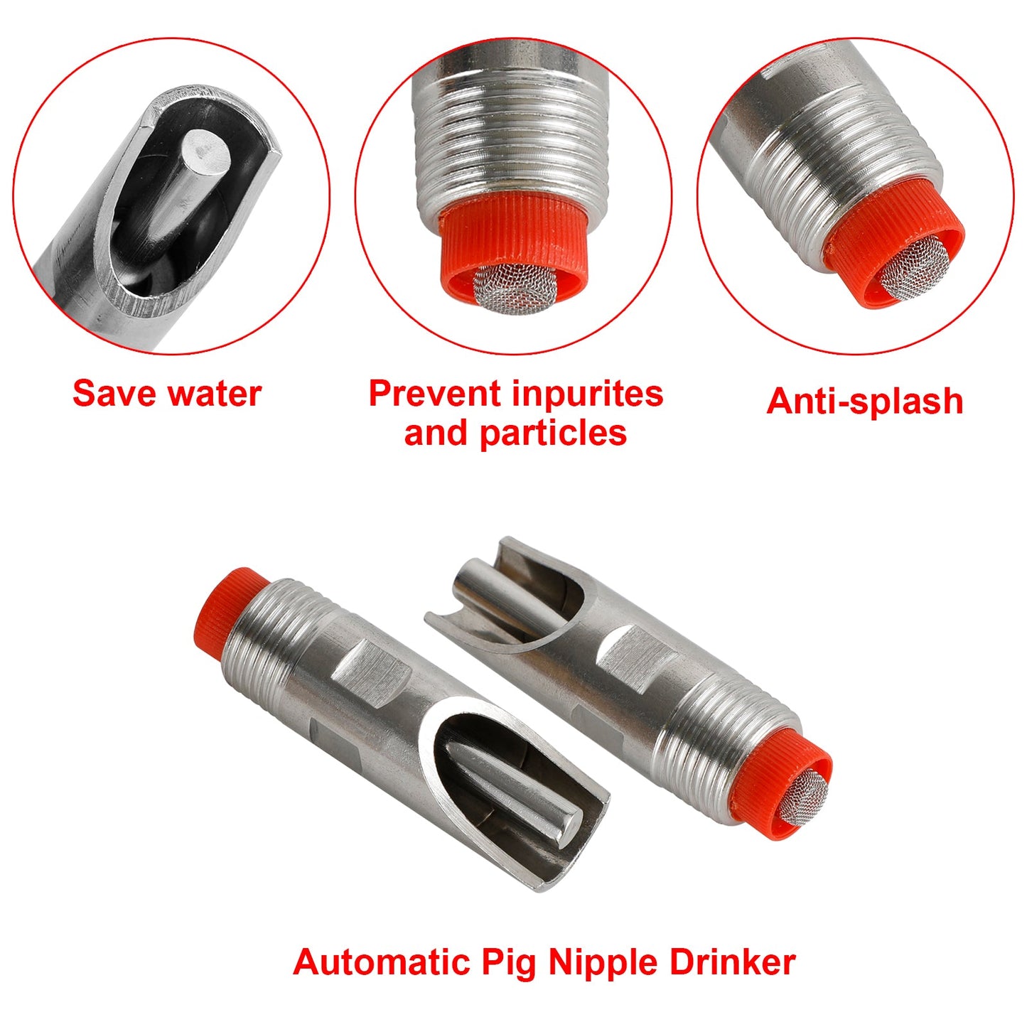 10Pcs Stainless Steel Drinker Waterer Tools 1/2" NPT Thread Pig Hog Automatic Fedex Express