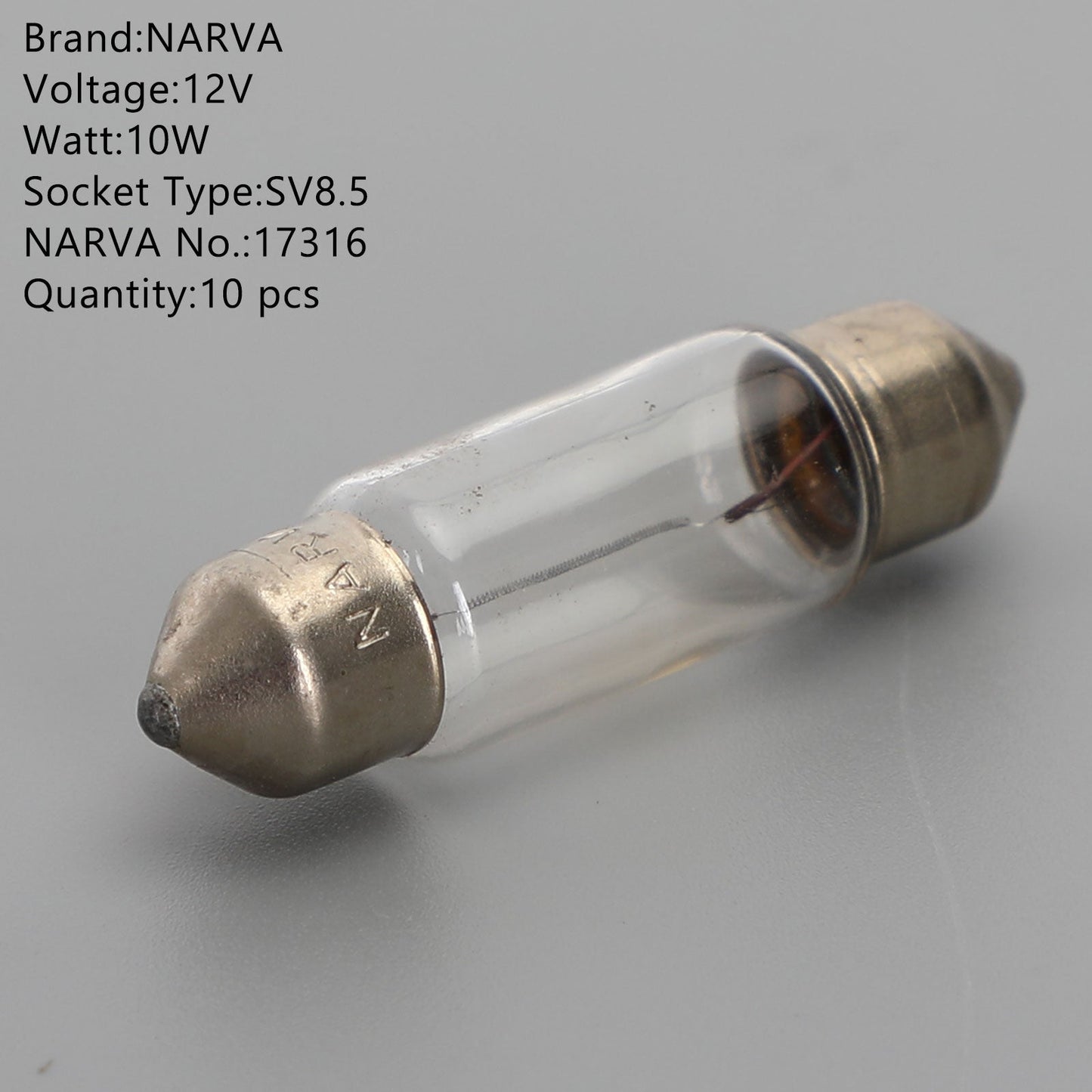 10x For NARVA 17316 Car Auxiliary Bulbs SV8.5 12V10W