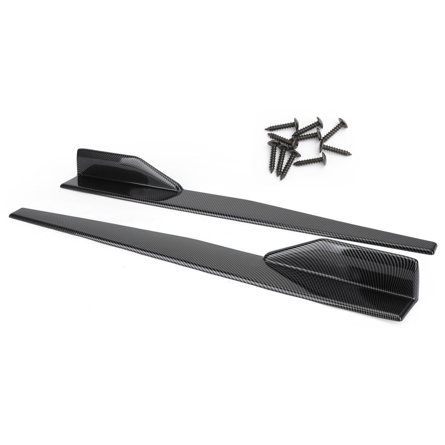Pair 45cm Car Carbon Fiber Side Skirts Rocker Splitters Diffuser Winglet Wings