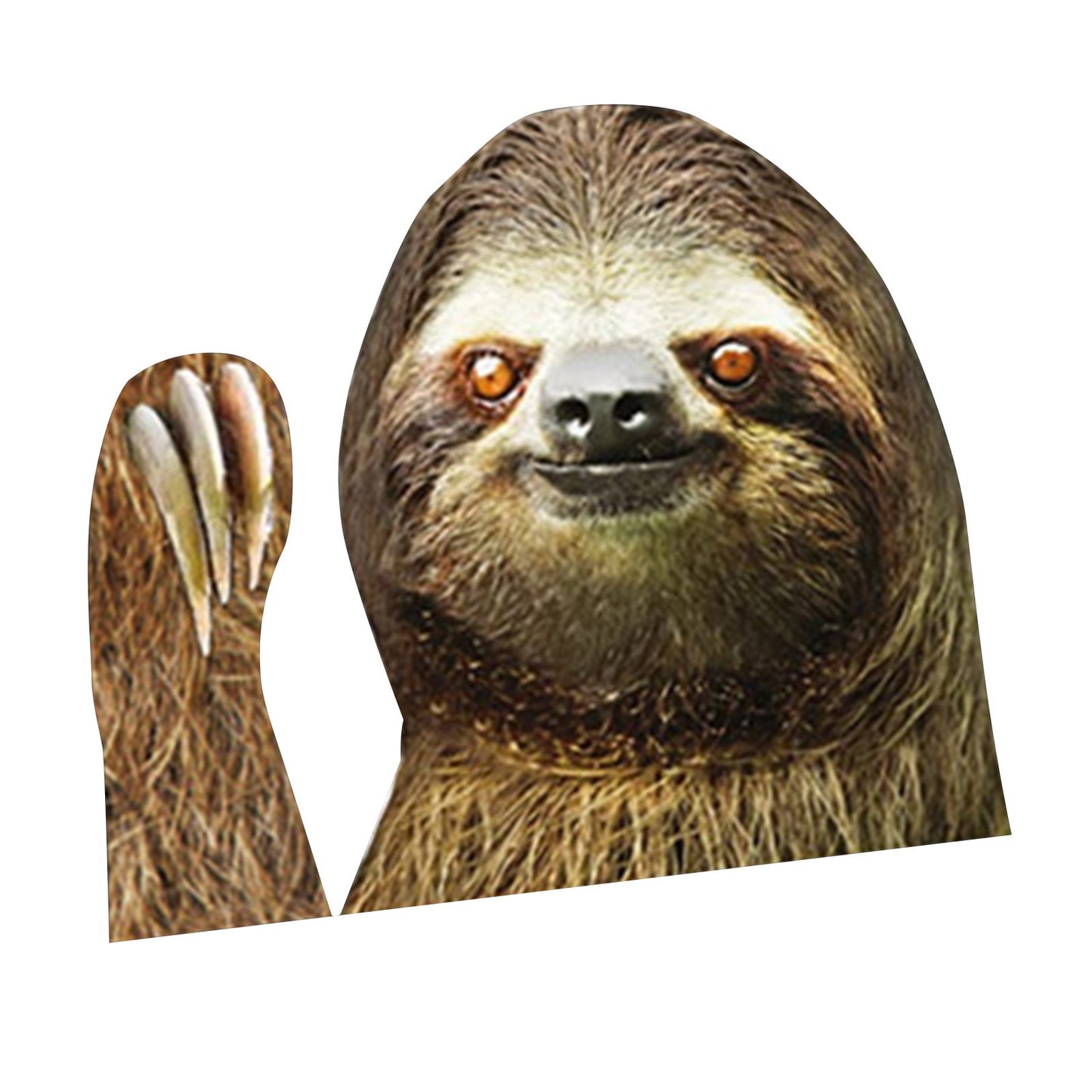 Car Window Sticker Person Size Passenger Side Left Sloth Waving Funny Universal