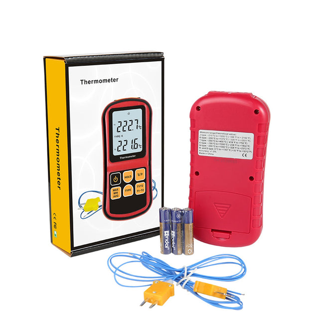 Digital Dual Channel Thermometer With 2 K-Type Thermocouple Sensor Tester