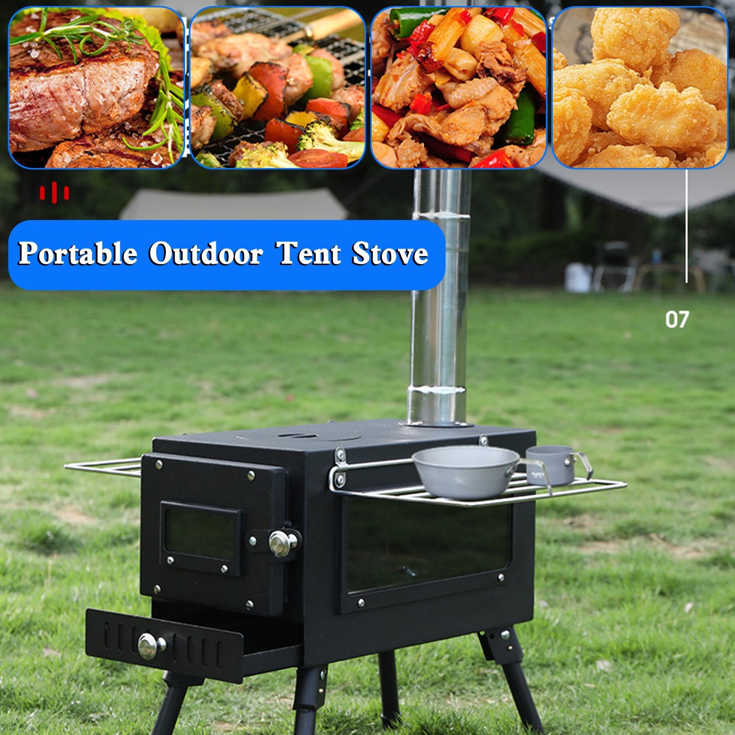 Tent Cooking Outdoor Portable Tent Camping Wood Burning Stove with Pipe