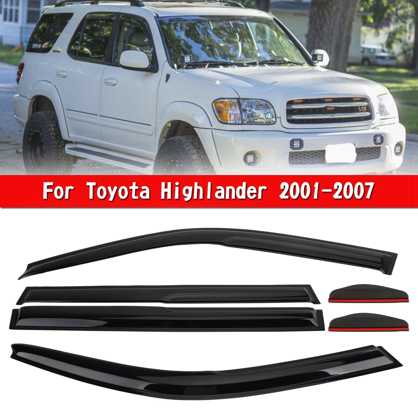 Car Window Sun Rain Guard Visors Kit 6PCS For Toyota Highlander 01-07