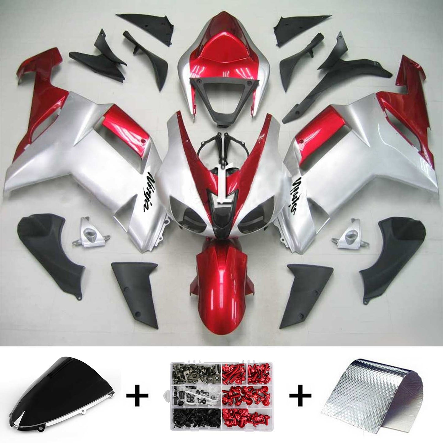 2007-2008 Kawasaki ZX6R 636 Amotopart Injection Fairing Kit Bodywork Plastic ABS #119