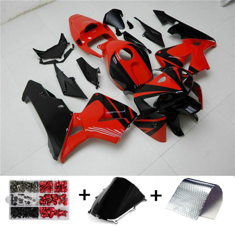 2005-2006 Honda CBR600RR Black Red Fairing Kit by Amotopart Fairings