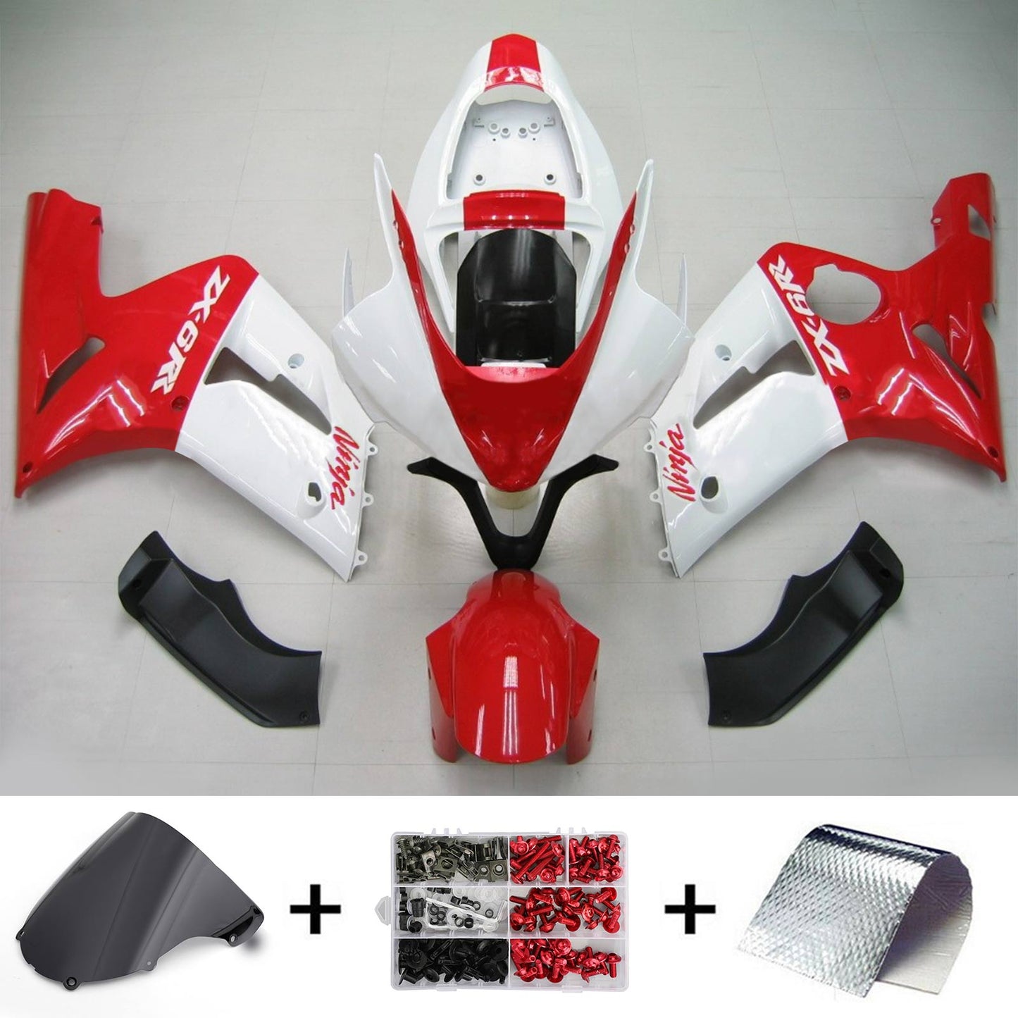 2003-2004 Kawasaki ZX6R 636 Amotopart Injection Fairing Kit Bodywork Plastic ABS #119