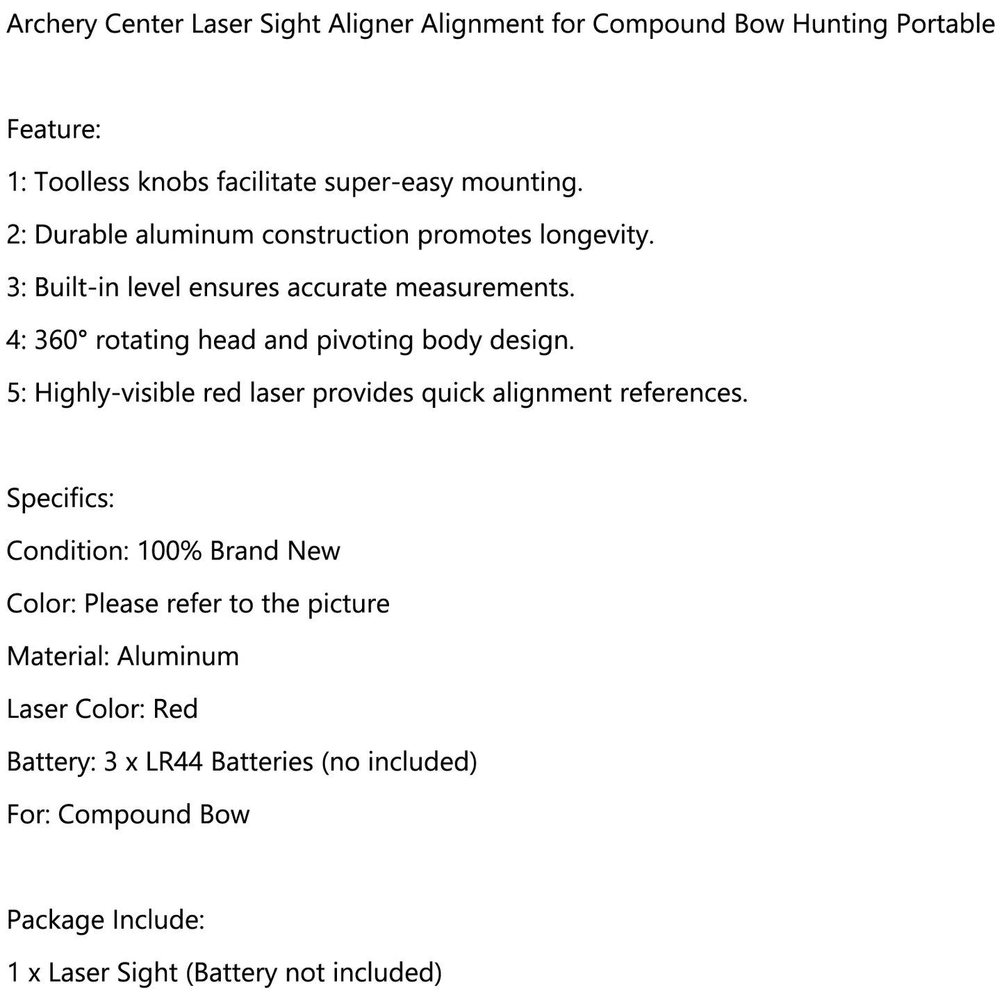Hunting Archery Laser for Bow Sight Aligner Portable Center Compound Alignment