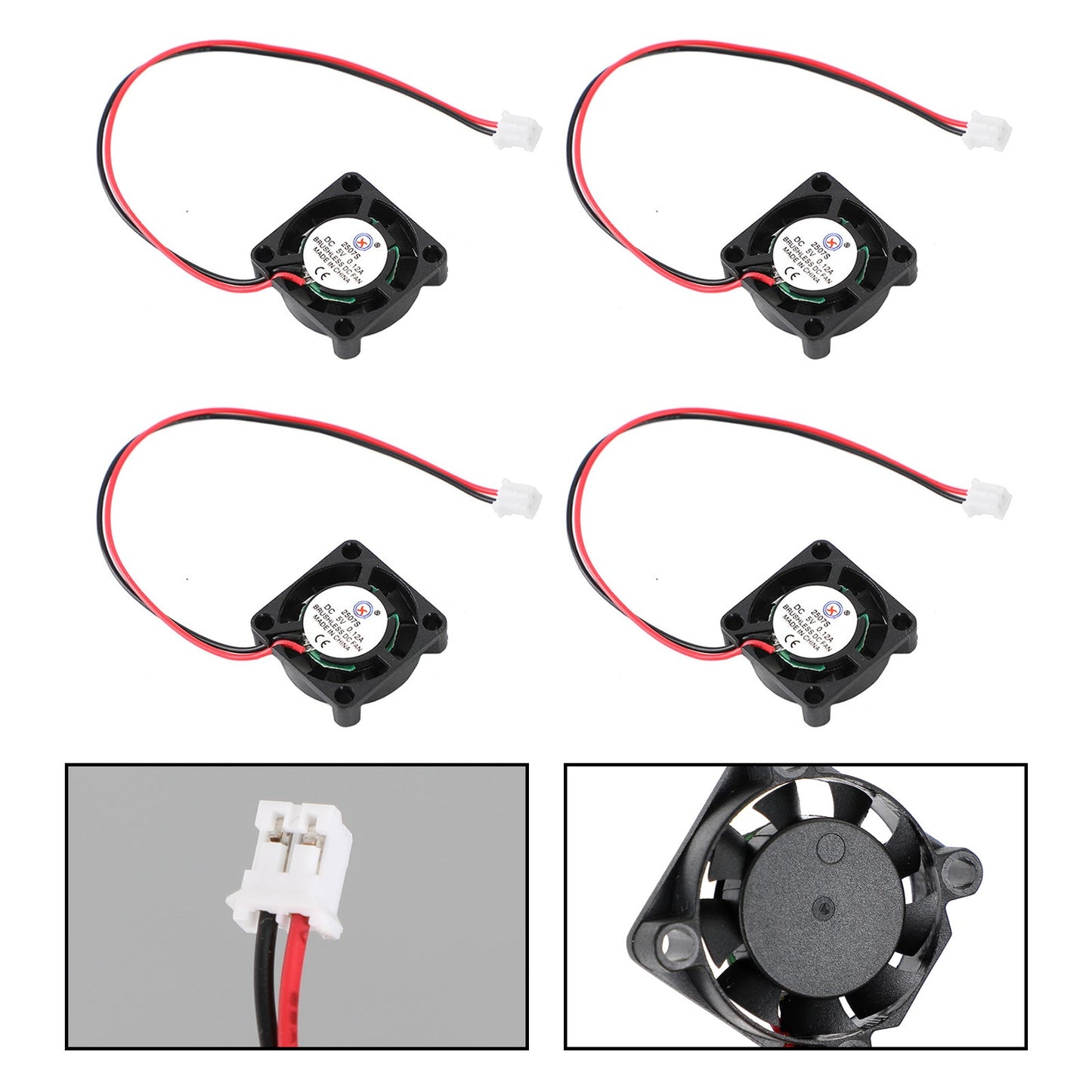 1Pc Brushless DC Cooling Blower Fan 5V 0.12A 2507S 25x25x7mm Sleeve 2 Pin Wire