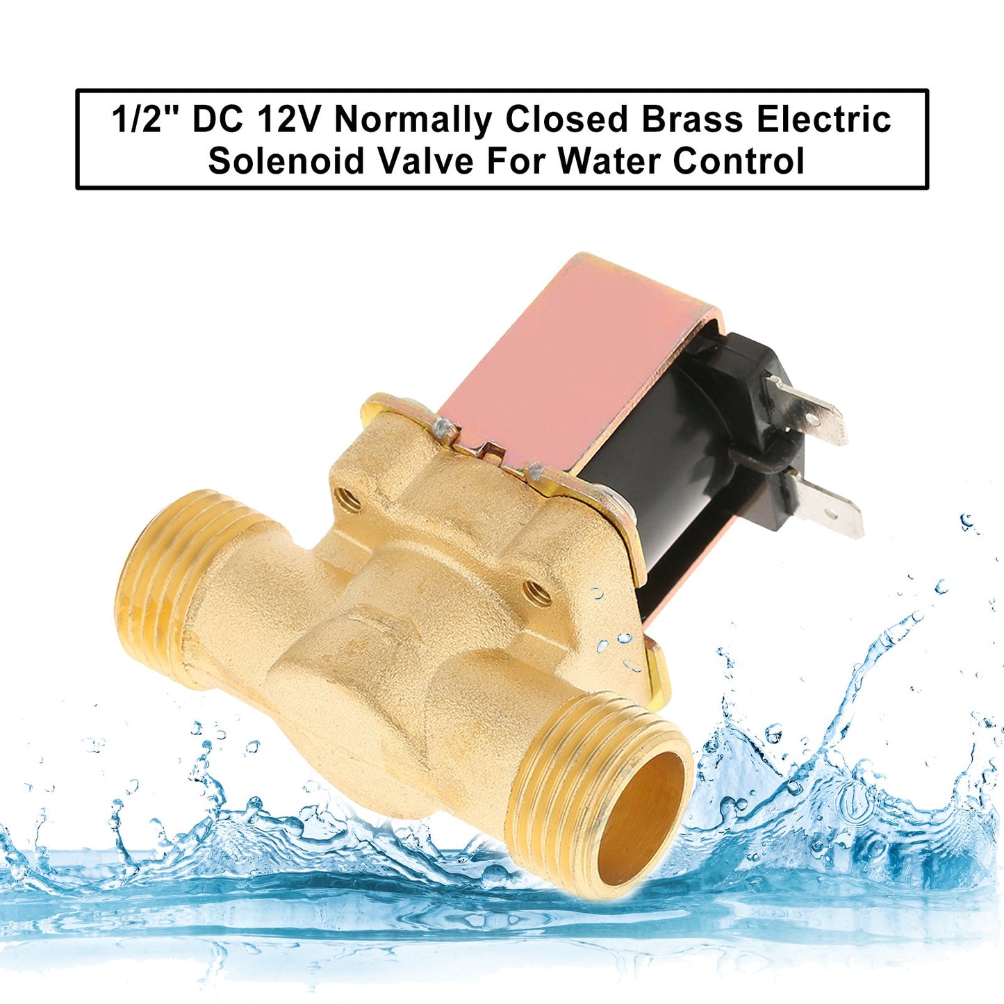 1/2" DC12V Normally Closed Brass Electric Solenoid Valve For Water Control 300mA