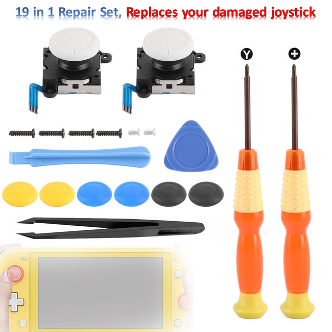 19 in 1 Repair Set w/3D Analog Sensor Stick+Tool Fit for Switch Lite Joystick