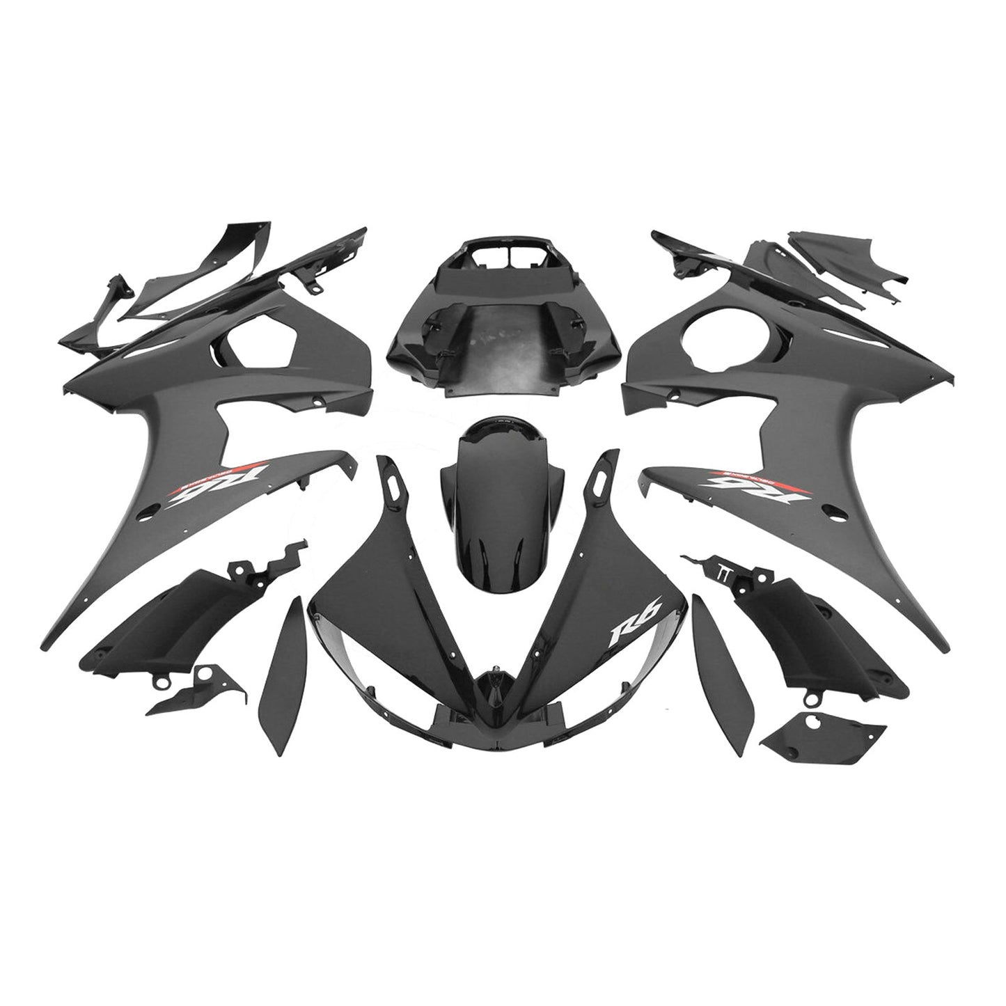 2003-2004 Yamaha YZF R6 2006-2009 R6S Amotopart Black ABS Plastic Fairing Bodywork Set #22