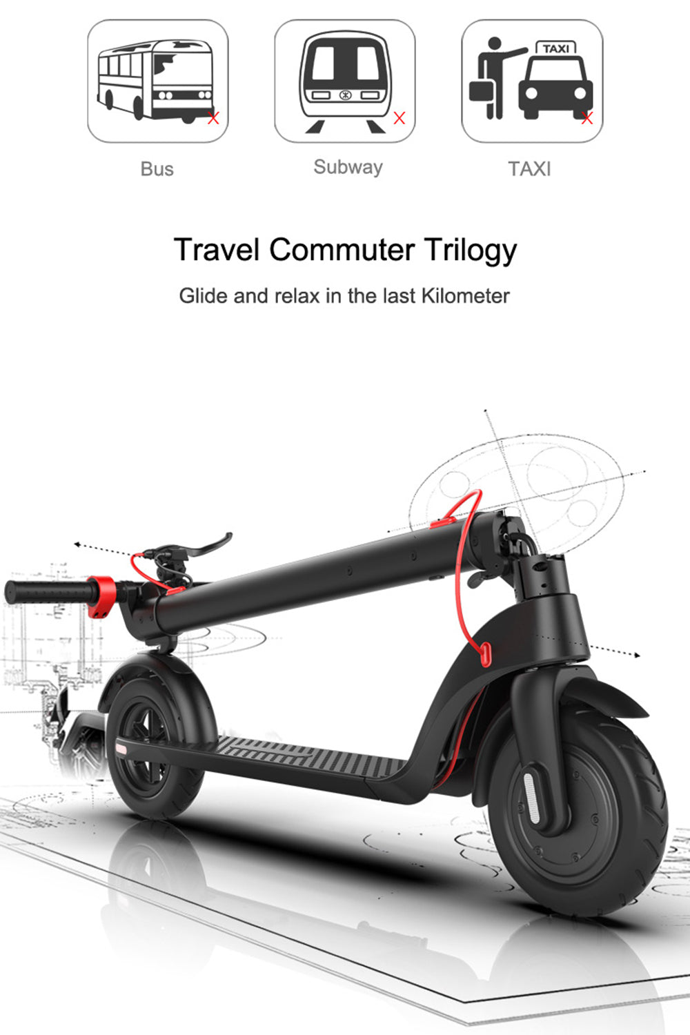 8.5" Folding Electric Scooter 350W 45KM Range For Adult City Commute