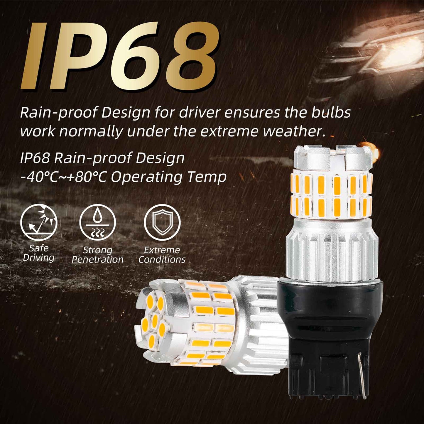 1156 BAU15S PY21W LED Brake Reverse Light Bulb Canbus Error Free 6500K Yellow