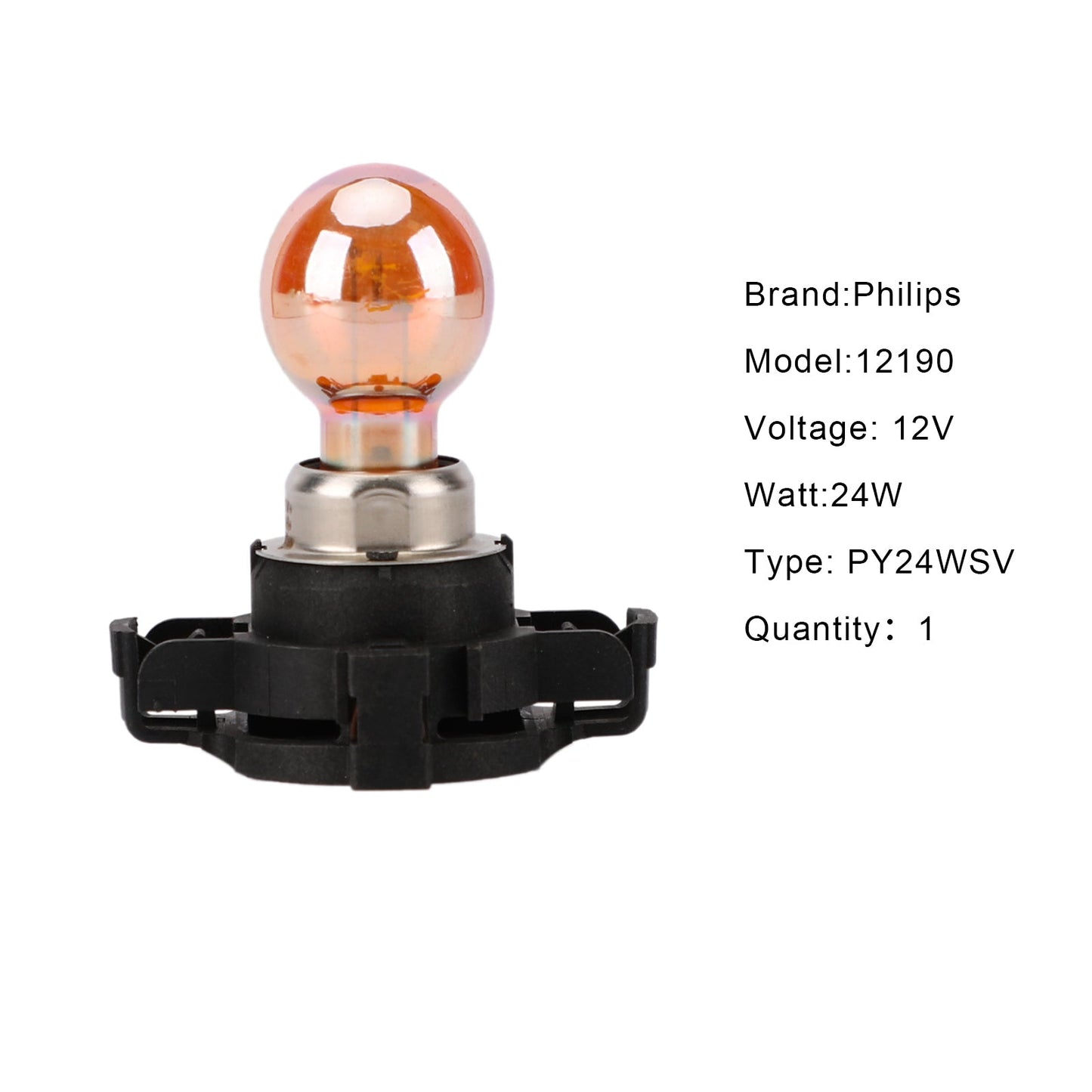 For Philips Standard PY24W 12190SV 24W Amber Bulb Turn Signal Daytime Light