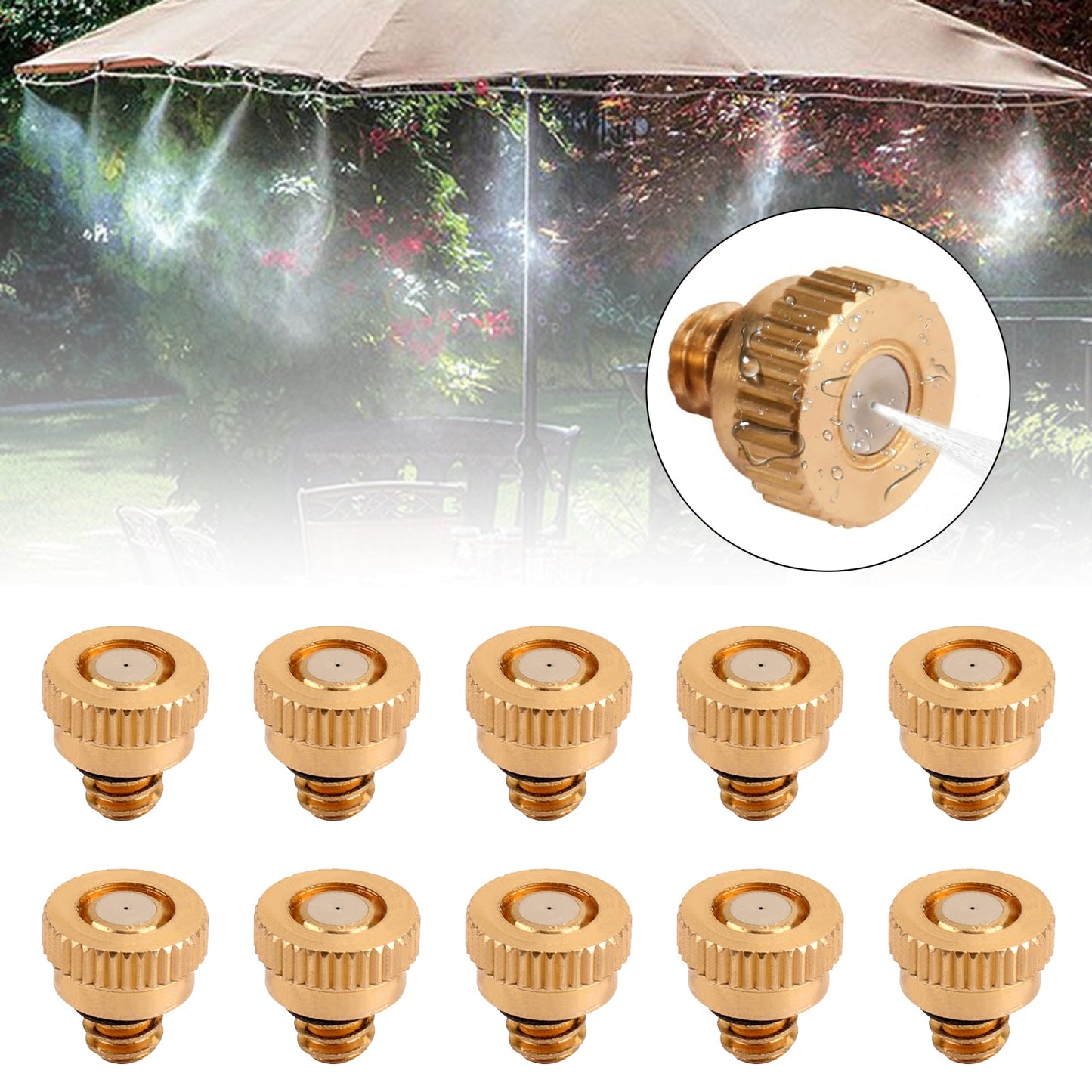 10X Brass Misting Nozzles Water Mister Sprinkle For Cooling System 0.012" 10/24