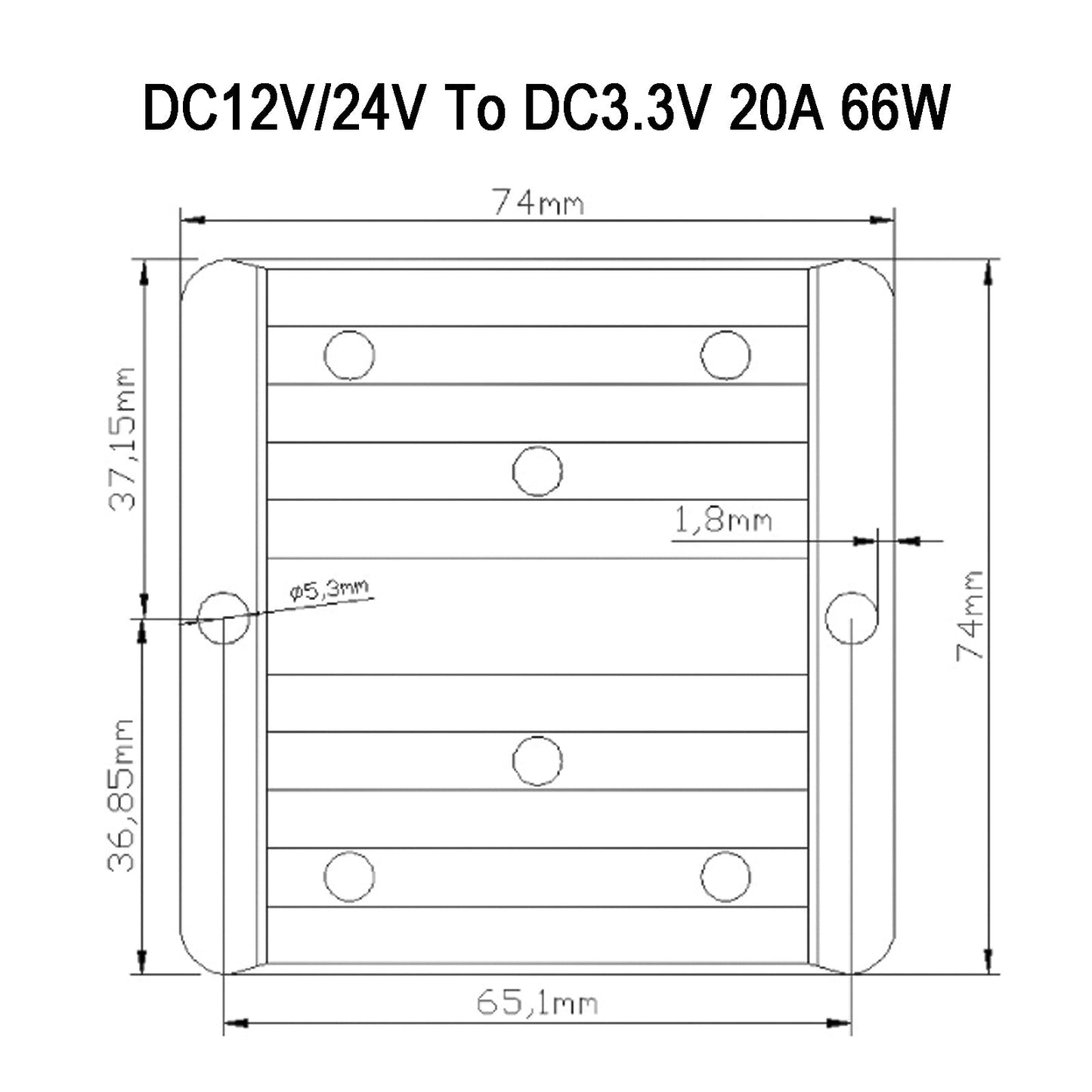 DC 12V/24V To 3.3V 20A 66W Converter Regulator Power Supplies Transformer