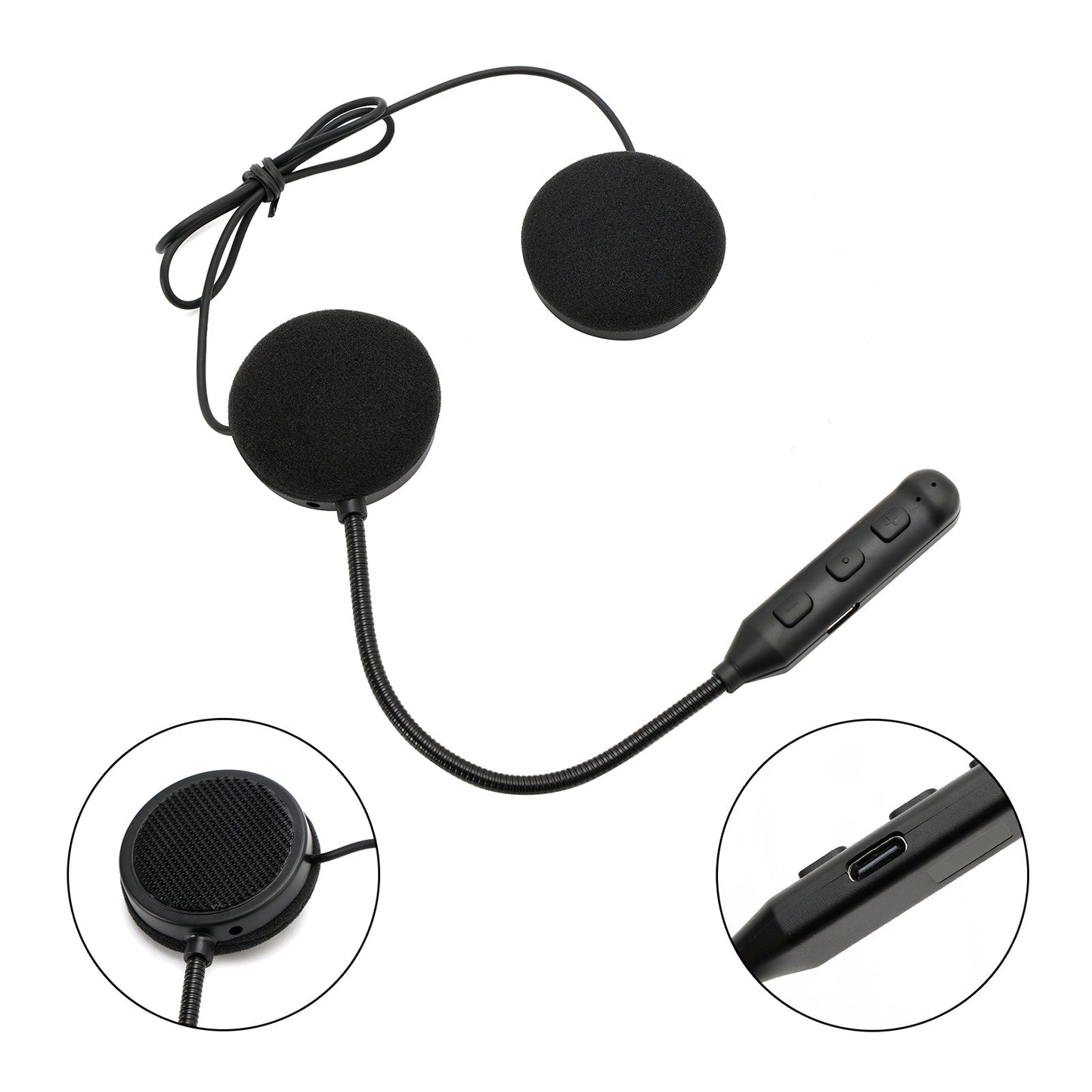 Universal Speaker Player Helmet Bluetooth Earphone Headset Black For Motorcycle