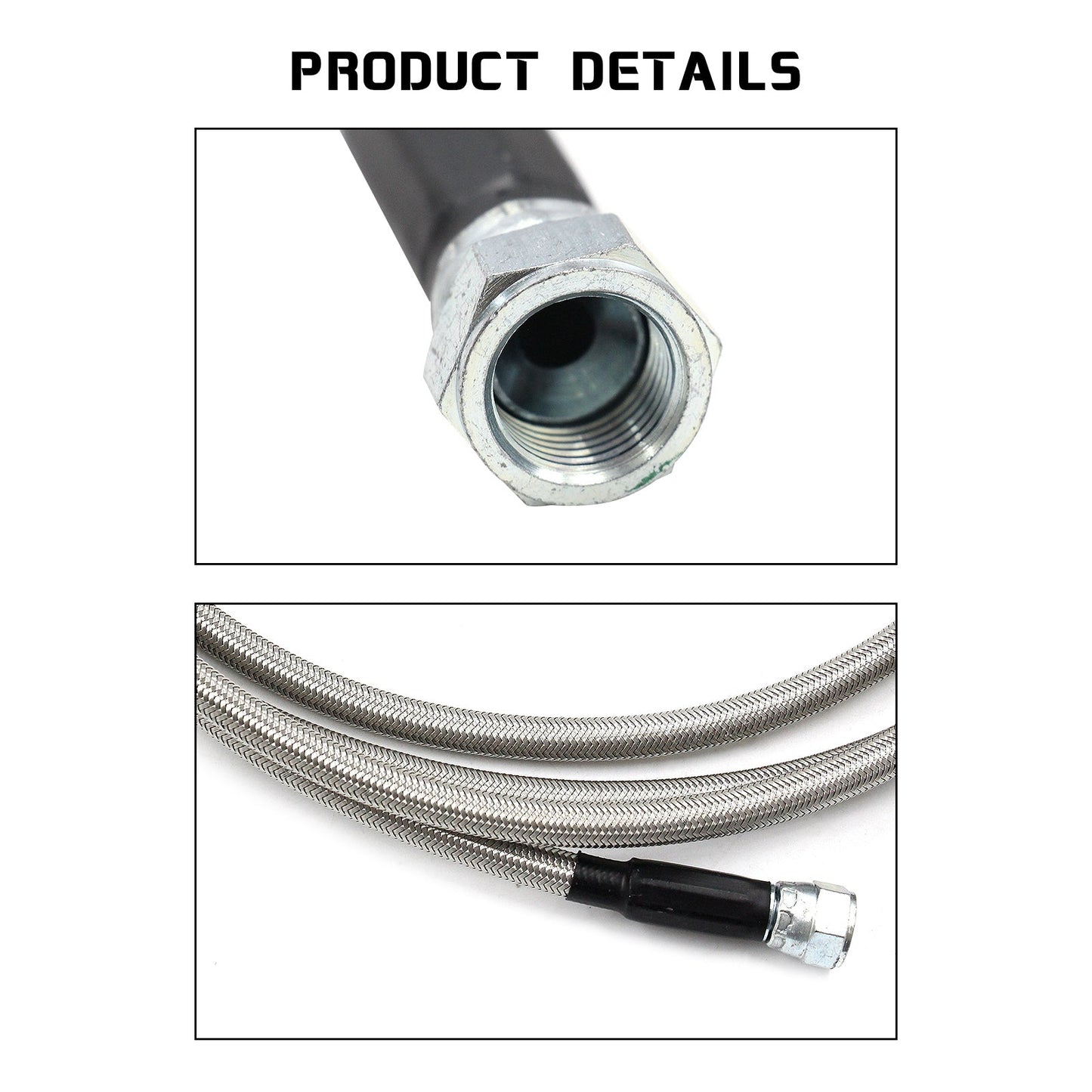 52" Length SS Braided Transmission Cooler Hose Lines TH350 700R4 TH400