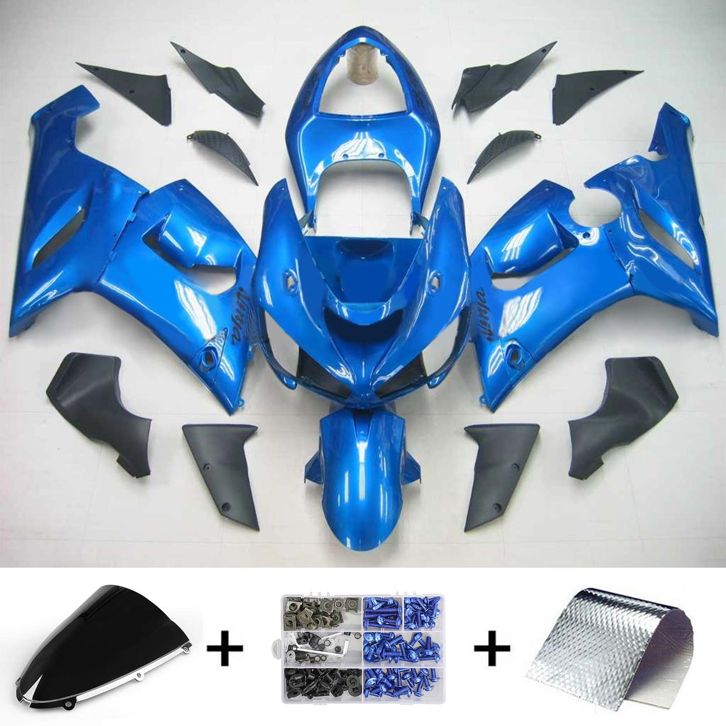 2005-2006 Kawasaki ZX6R 636 Amotopart Injection Fairing Kit Bodywork Plastic ABS #127