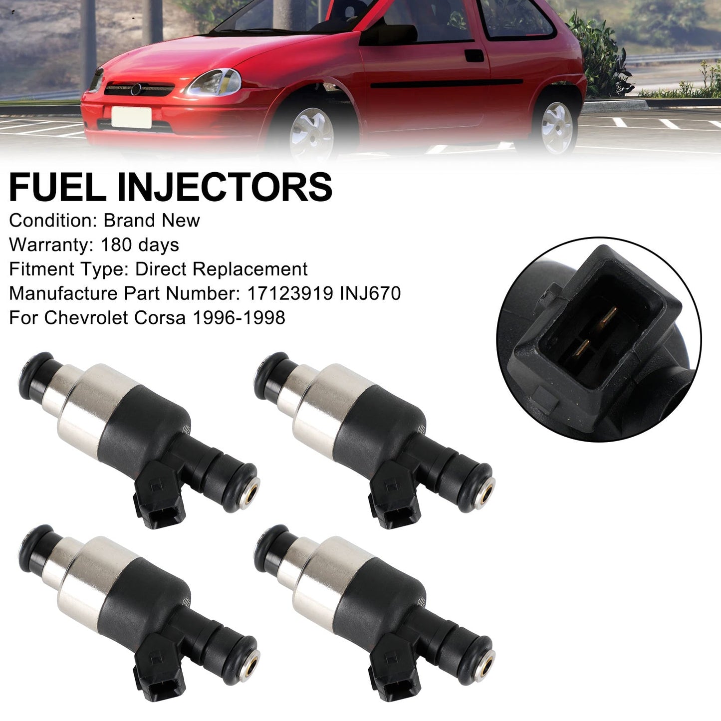 4PCS Fuel Injector 17123919 Fit Chevrolet Corsa 1996-1998 INJ670