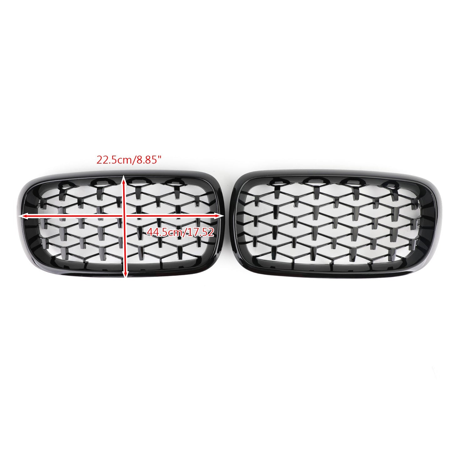 Meteor Black Front Kidney Grille Grill Fit 2014 - 2016 BMW X5 F15 Left & Right