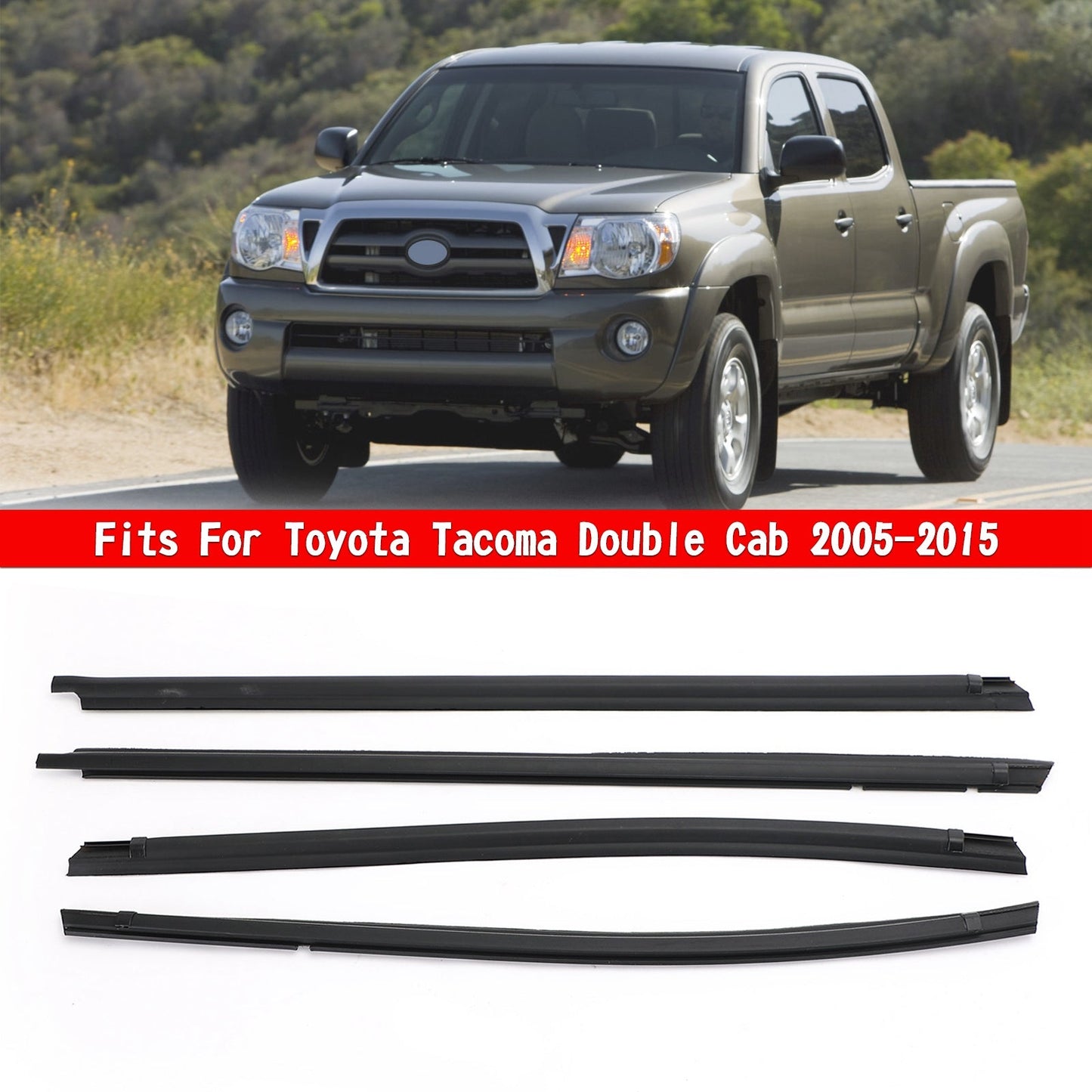 Car Outside Window Weatherstrip Seal Belt Moulding For Tacoma Double Cab 05-2015