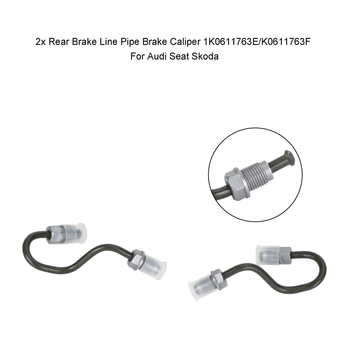 2x Rear Brake Line Pipe Brake Caliper 1K0611763E/K0611763F For Audi Seat Skoda