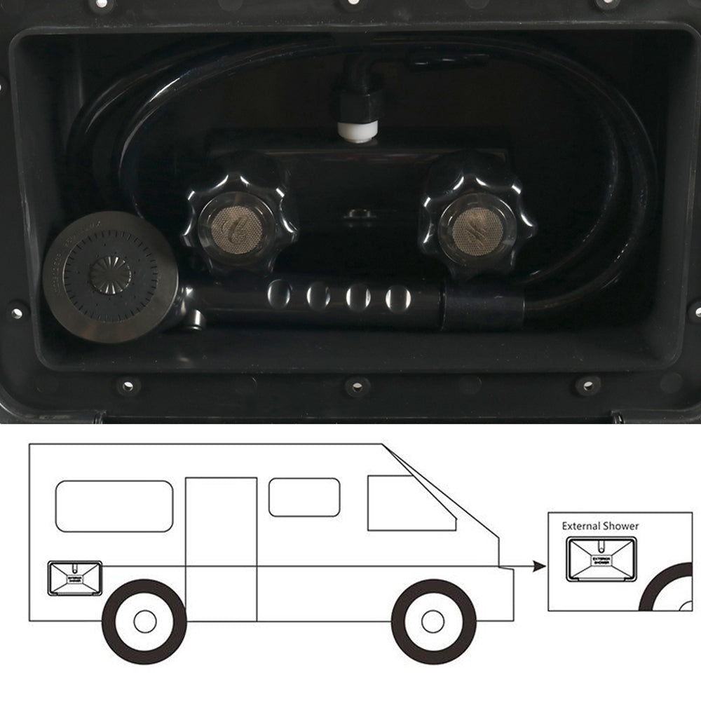 External Caravan RV Shower Box Kit Exterior Faucet Camper Trailer Boat White
