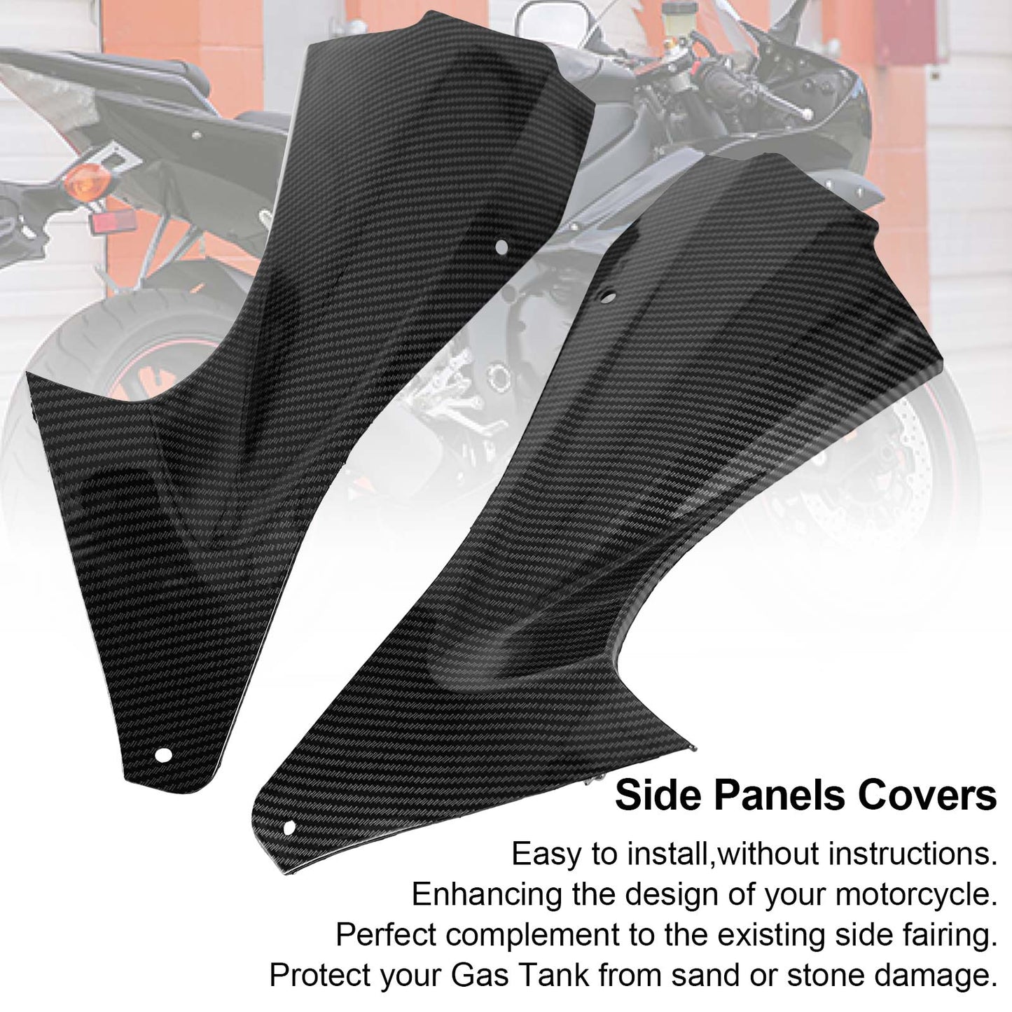Gas Fuel Tank Side Cover Fairing Panel Cowl Trim for Yamaha YZF R6 2006-2007 Carbon