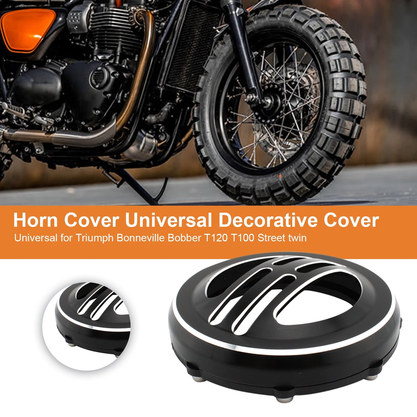 Horn Cover Universal Decorative Cover For bobber T120 T100 Street twin Black