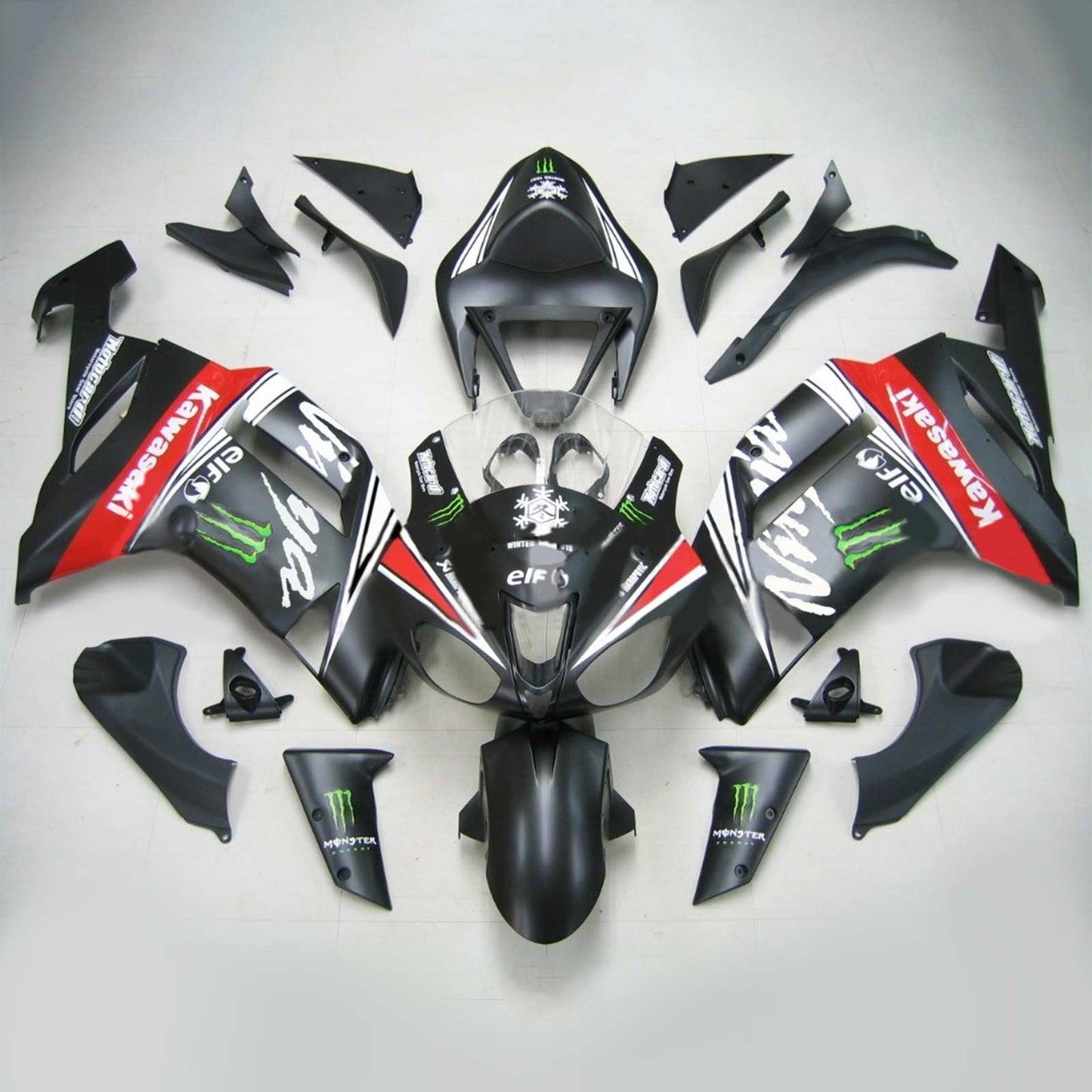 2007-2008 Kawasaki ZX6R 636 Amotopart Injection Fairing Kit Bodywork Plastic ABS #136