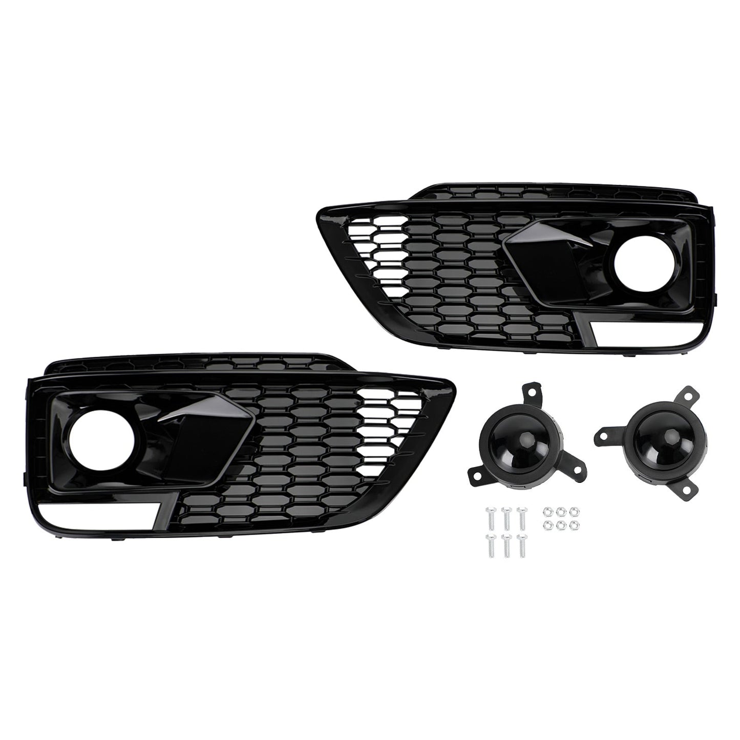 2018-2020 Audi Q5 SQ5 RSQ5 Black Front Honeycomb Fog Lamp Grilles Cover