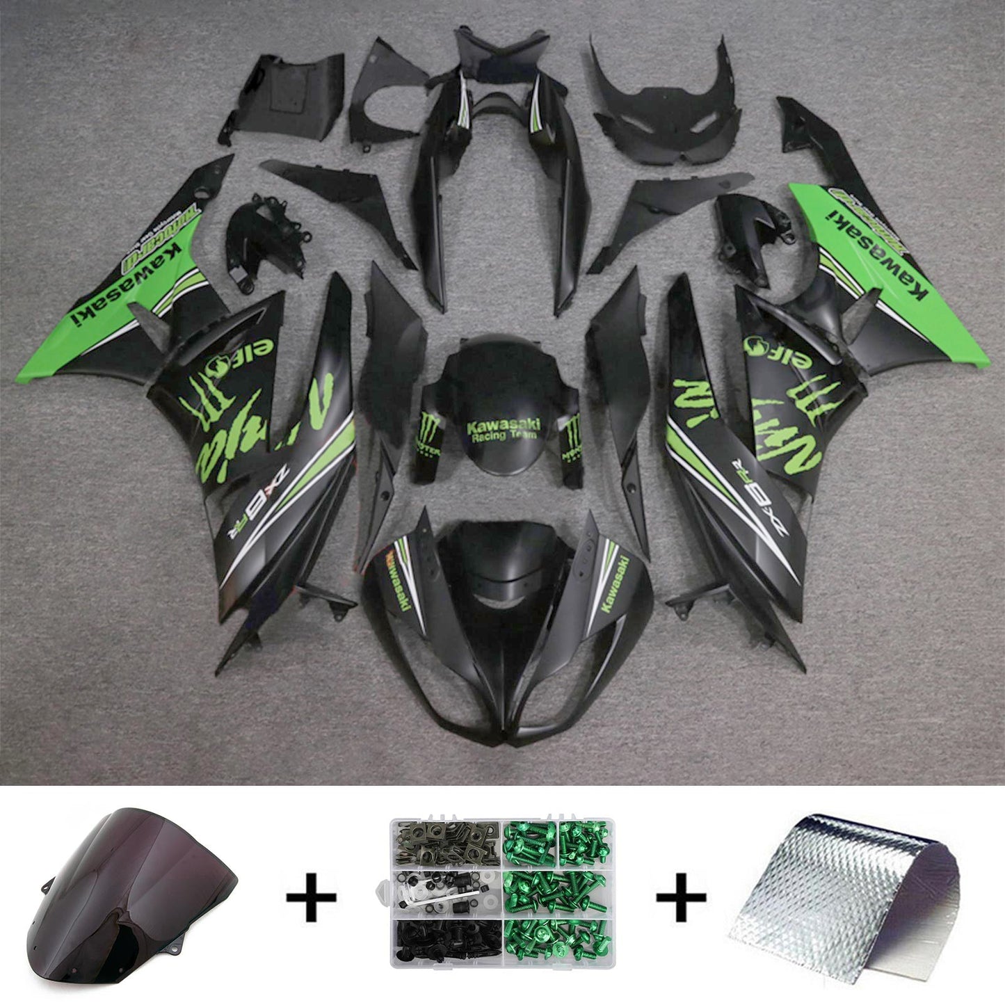 2009-2012 Kawasaki ZX6R 636 Injection Fairing Kit Bodywork Plastic ABS#146