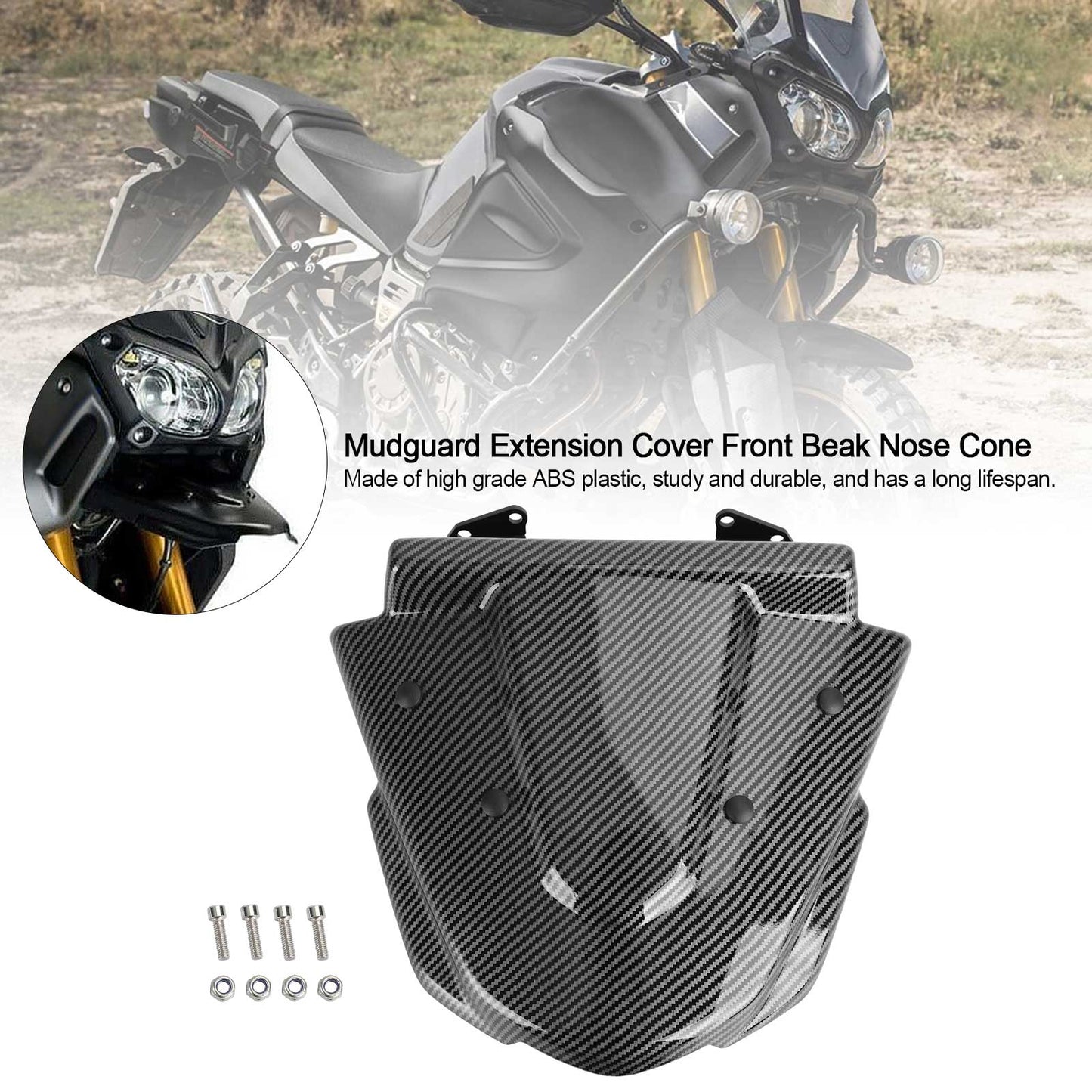 Mudguard Extension Cover Front Beak Nose Cone for Yamaha XT1200Z 2014-2021 Black