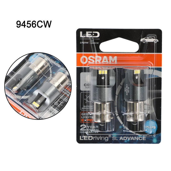 2x For OSRAM 9456CW Car Auxiliary Bulbs LED P21W 12V2.5W BA15s