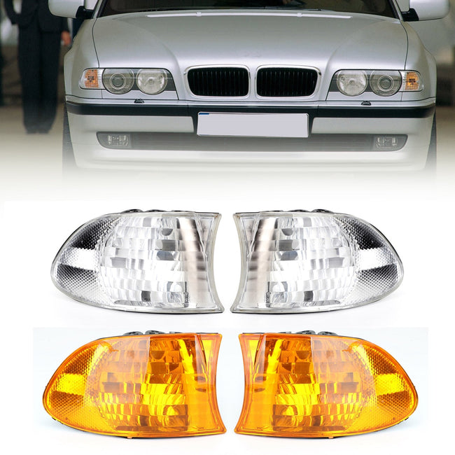 Corner Lights Parking Lamps Pair For BMW 7-Series E38 1999-2001 White