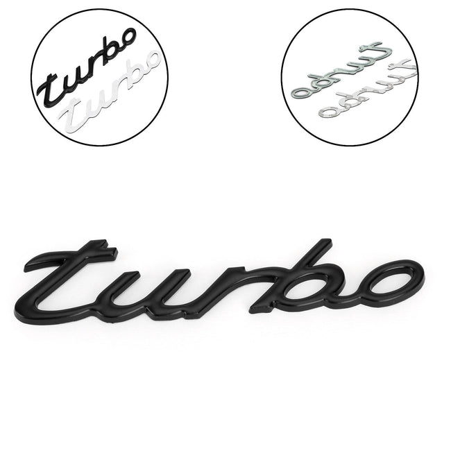 3D Car Sticker Plating Metal Turbo Logo Emblem Badge Decal Black