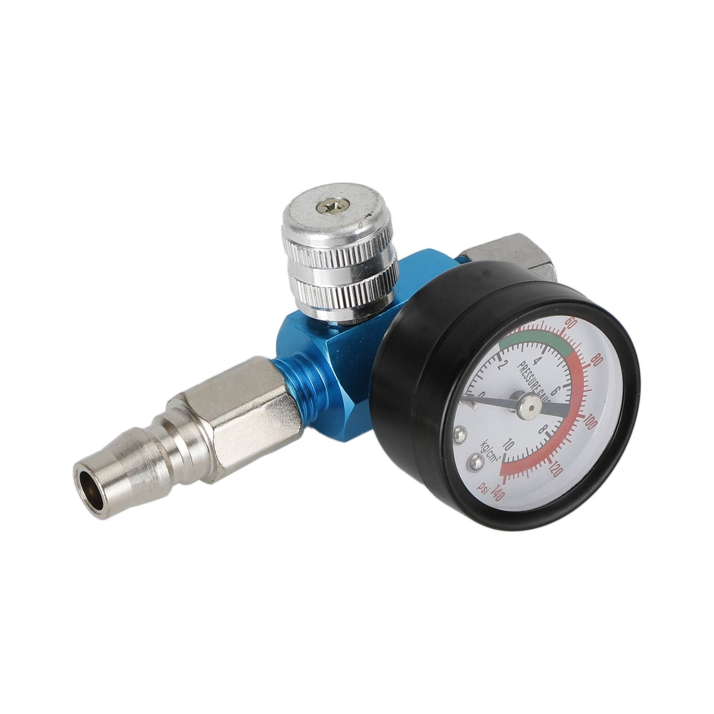 Blue Mini Air Regulator Valve Tool 1/4" Pressure Switch Gauge For Paint Gun