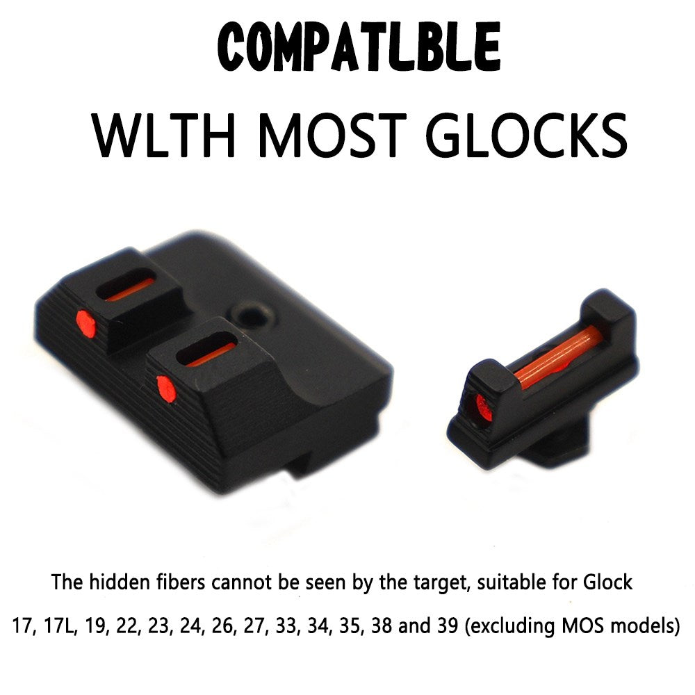 New Fiber Optic Front Sight Rear Combat Red Dot Fiber Sight for Standard Glock