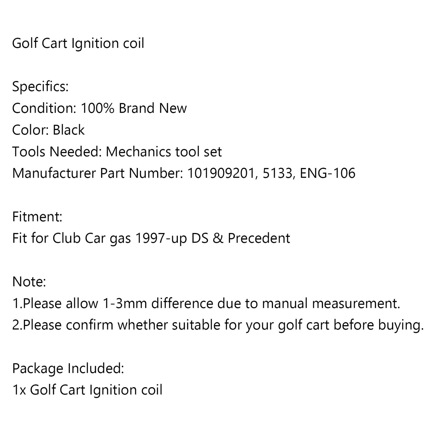 Golf Cart Ignition coil For Club Car gas 1997-up DS & Precedent