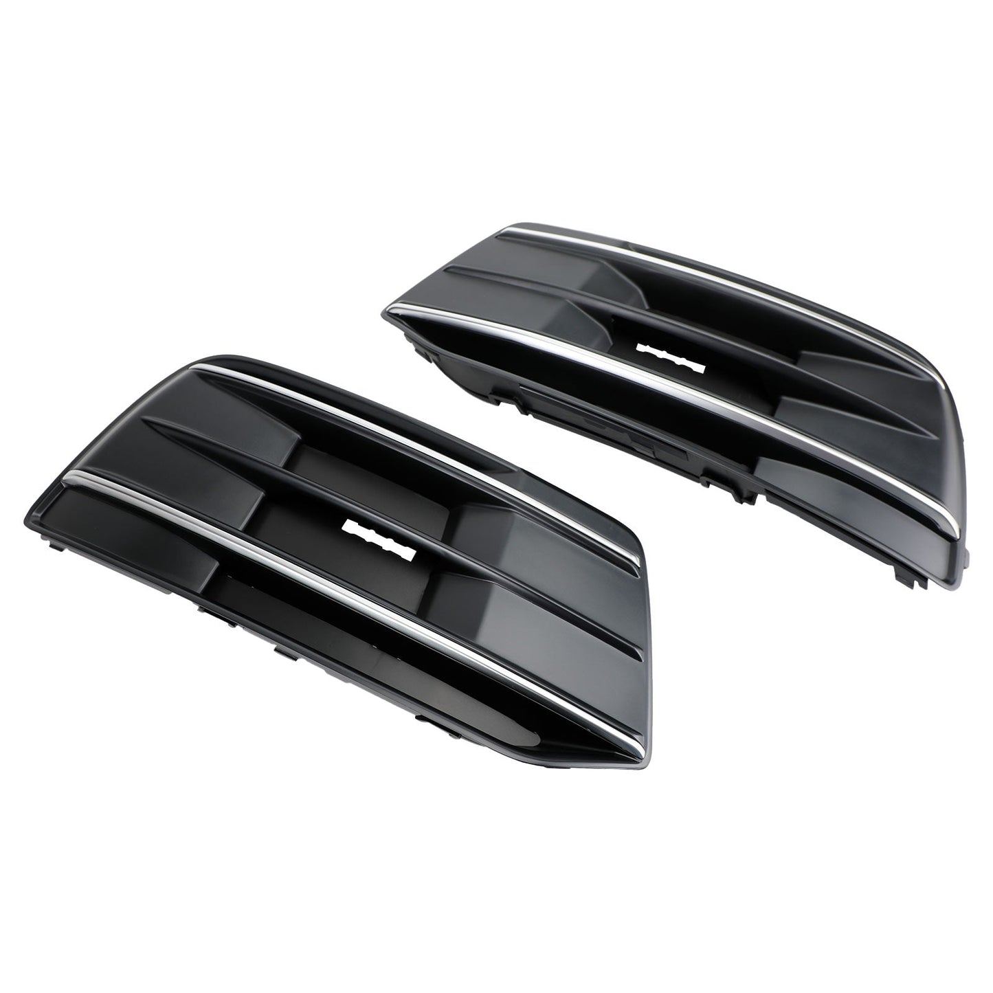 2PCS Front Bumper Cover Grille Bezel Insert Fit Audi Q5 2018-2022 Black/Chrome