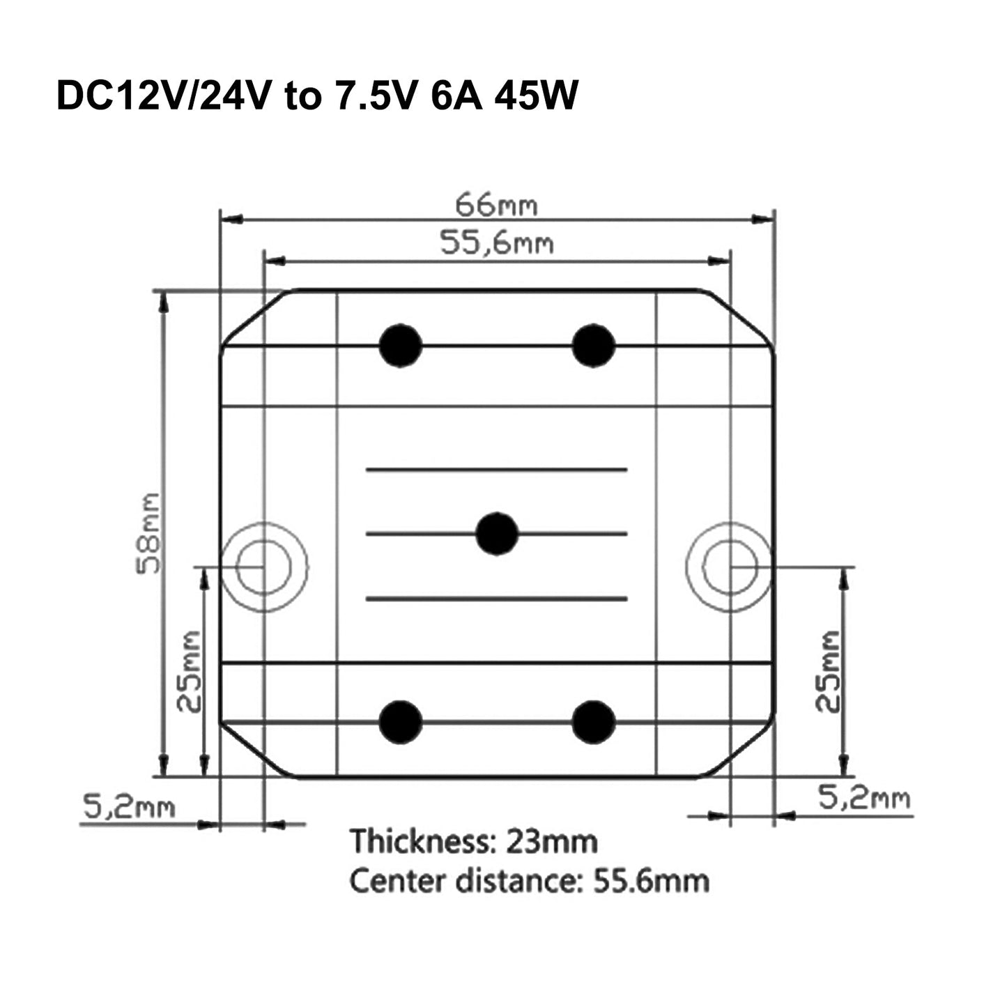 Step Down DC/DC Buck Converter 12V/24V to 7.5V 6A Regulator Power Module