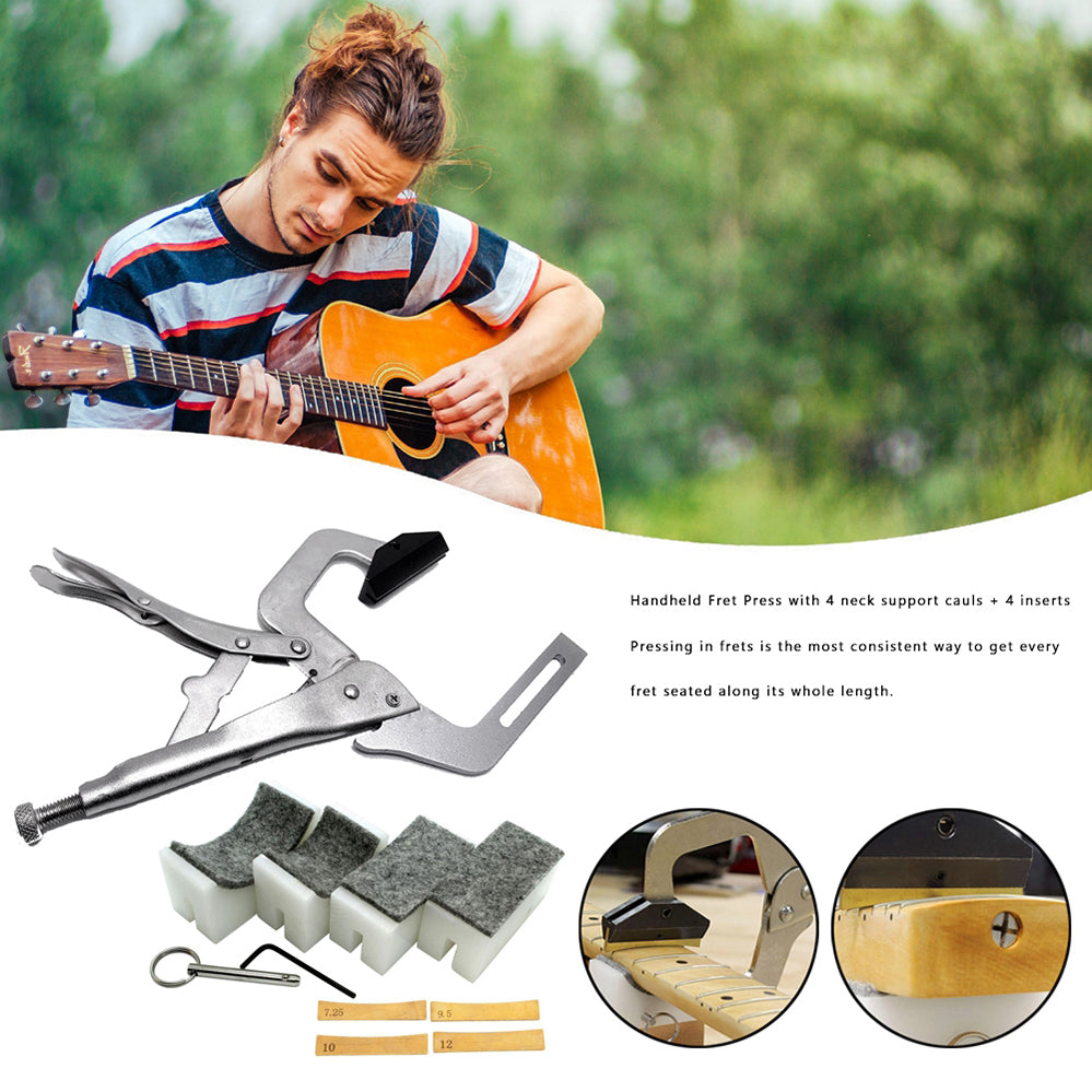 Guitar Handheld Fret Press Clamp With 4 Padded Neck Presses Guitar Repair Tool