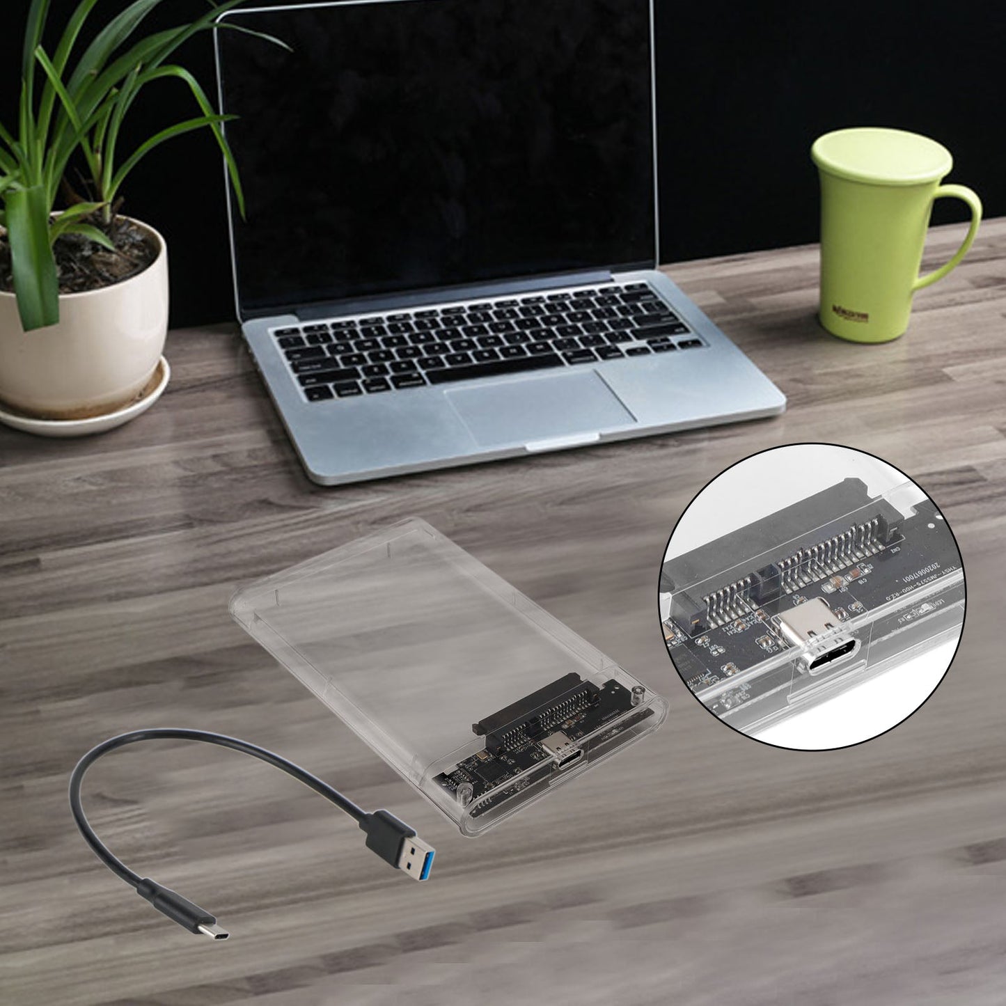 2.5" Sata Usb 3.0 Clear Hard Drive Disk HDD SSD Enclosure External Clear Case