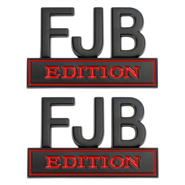 2× FJB EDITION 3D Emblem Badge Truck Car Decal Bumper Sticker Black & Red