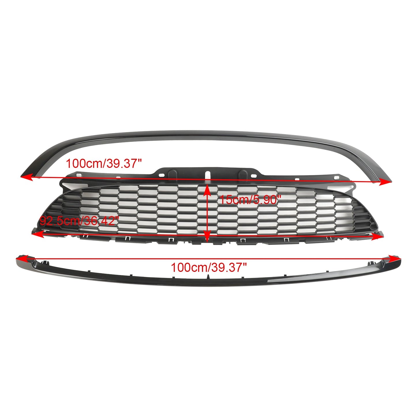 MINI R57 Cooper S & JCW 2-Door Convertible 2009-2013 3PCS Gloss Black Front Grille Grill