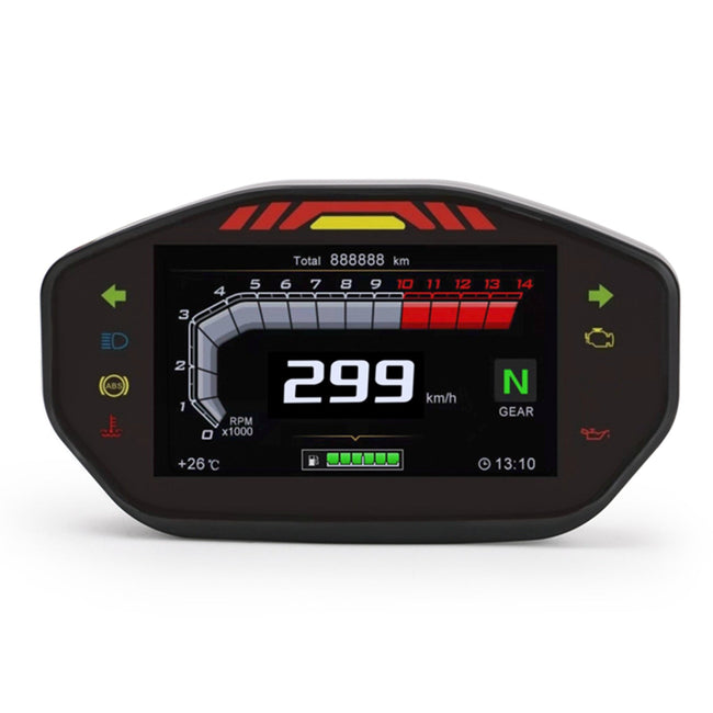 Universal Motorcycle Tft Digital Speedometer 14000Rpm 6 Gear Backlight Odometer