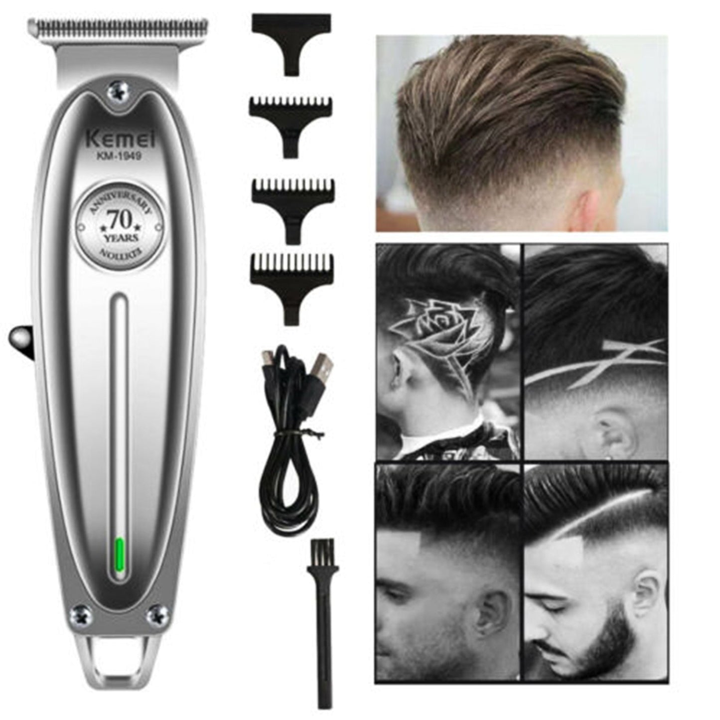 Kemei Metal Professional Hair Clipper Electric Cordless Hair Trimmer