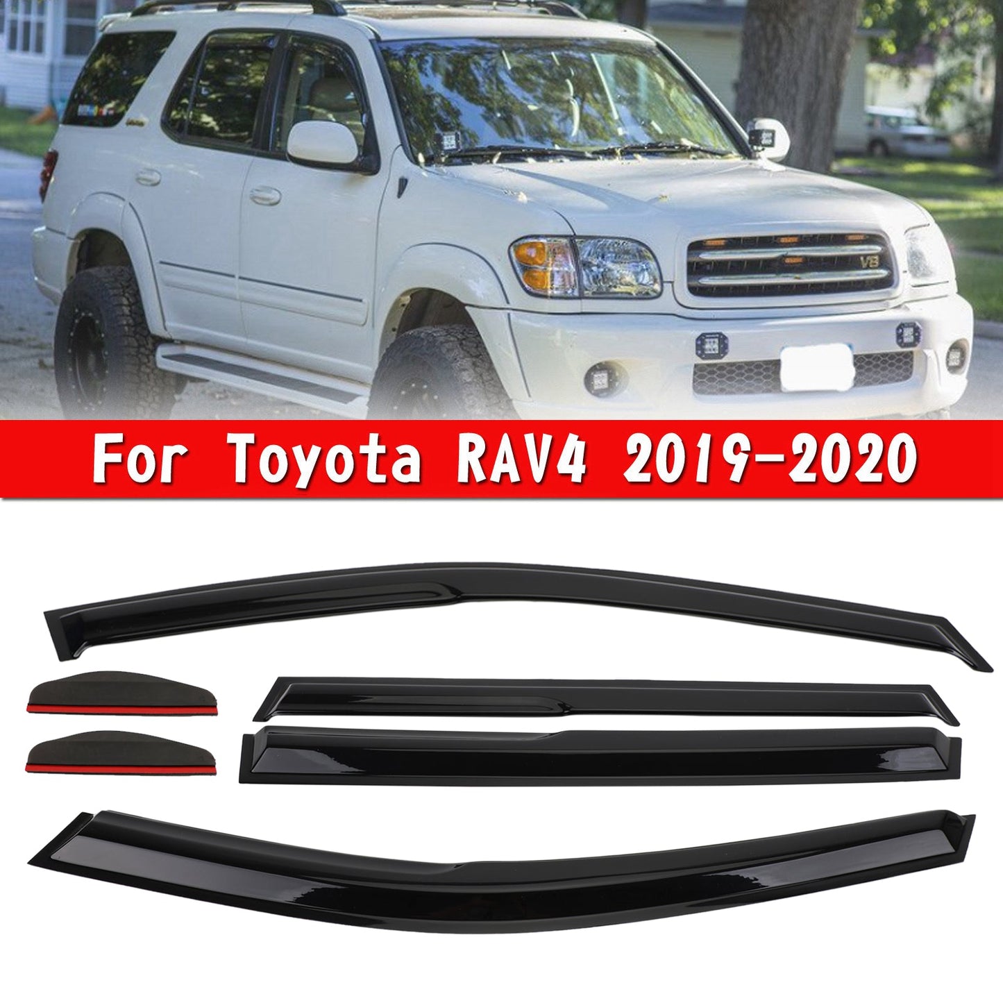 Car Window Sun Rain Guard Visors Kit 6PCS For Toyota RAV4 2019-2020